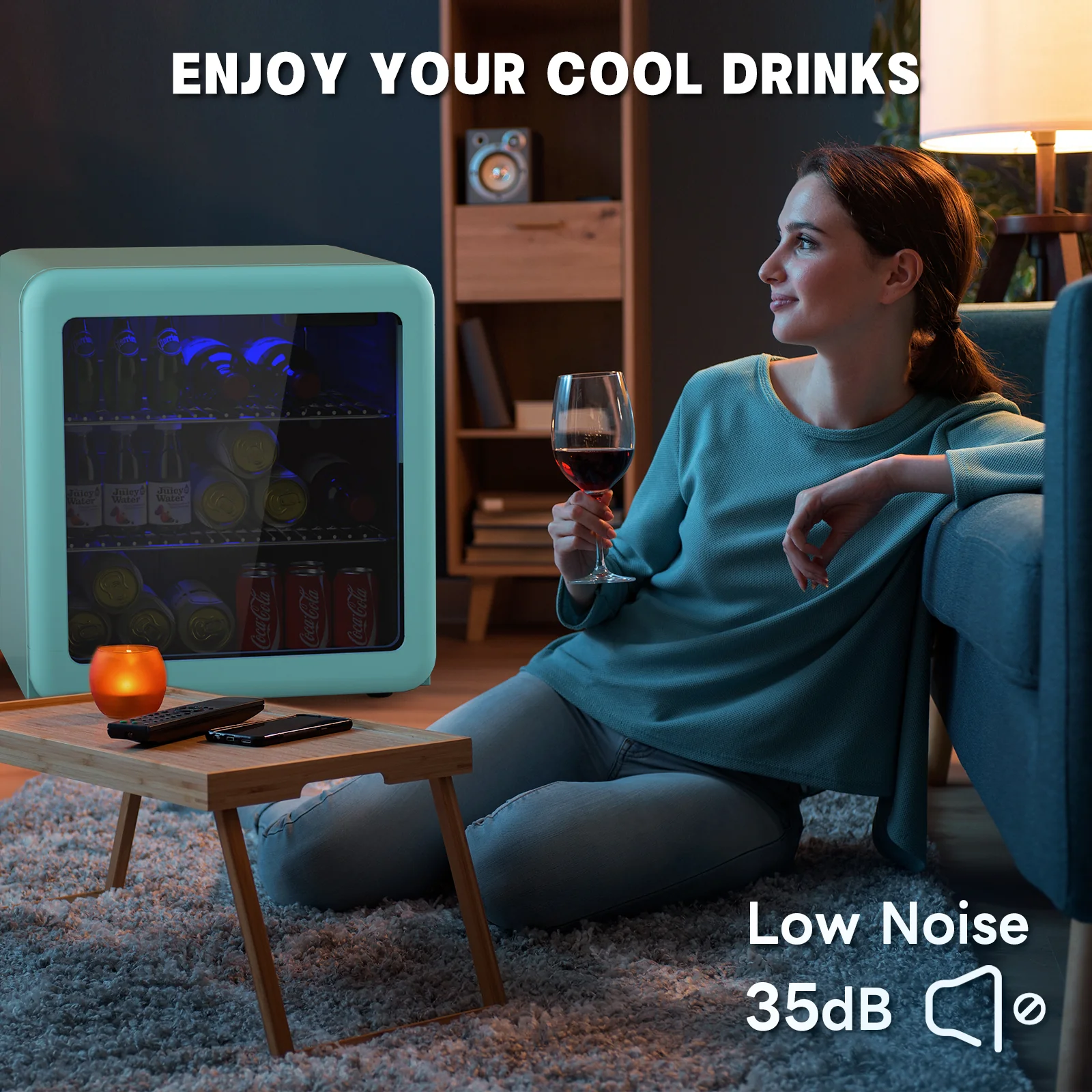 Mini Bar Fridge Cooler Blue Retro Fridge