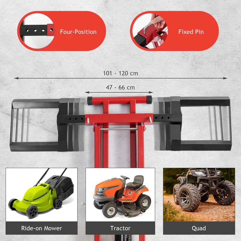 500 LBS Hydraulic Lawn Mower Lift Jack for Riding Tractors, Adjustable Heavy Duty Zero Turn Riding Mower Lift for Maintenance