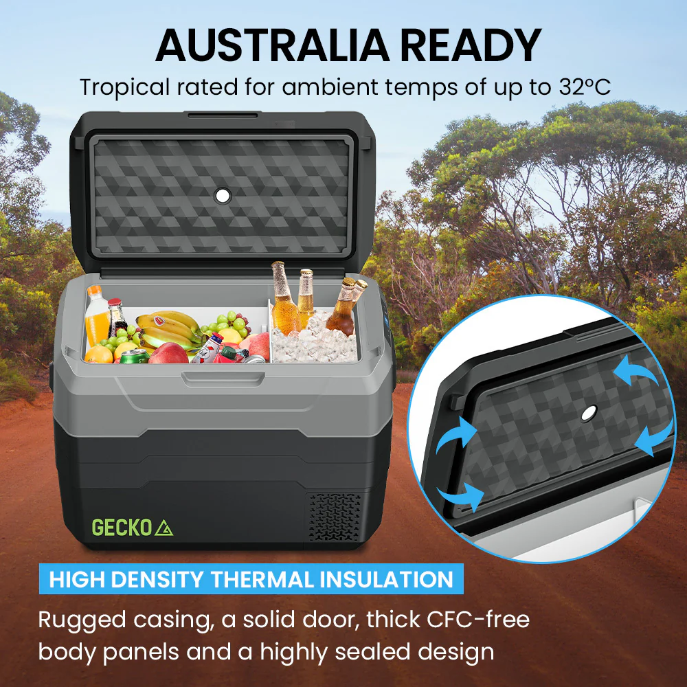 GECKO 40L Portable Fridge Freezer 12V/24V/240V for Camping, Car, Caravan, Boats