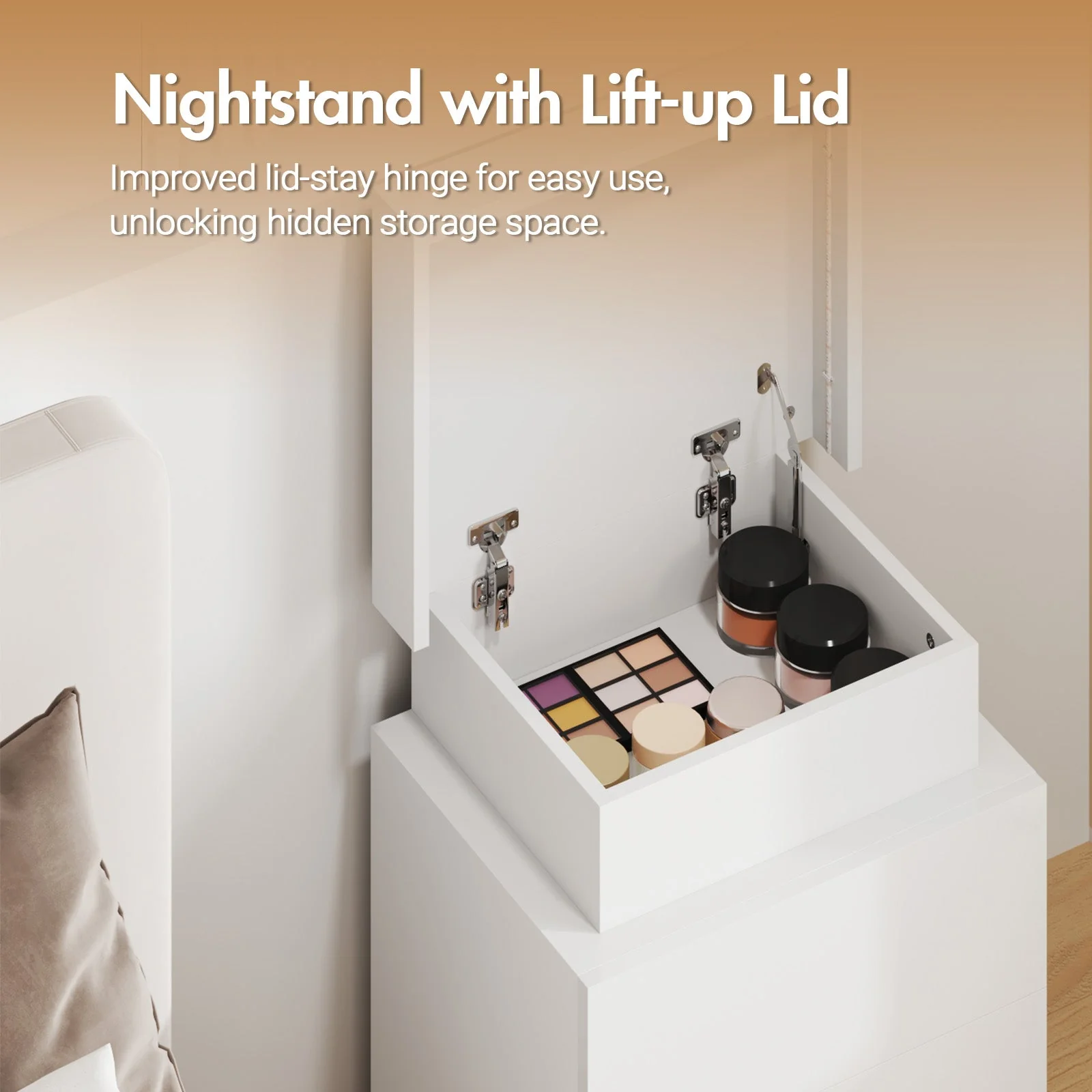 Set of 2 Bedside Table With Nightstand LED
