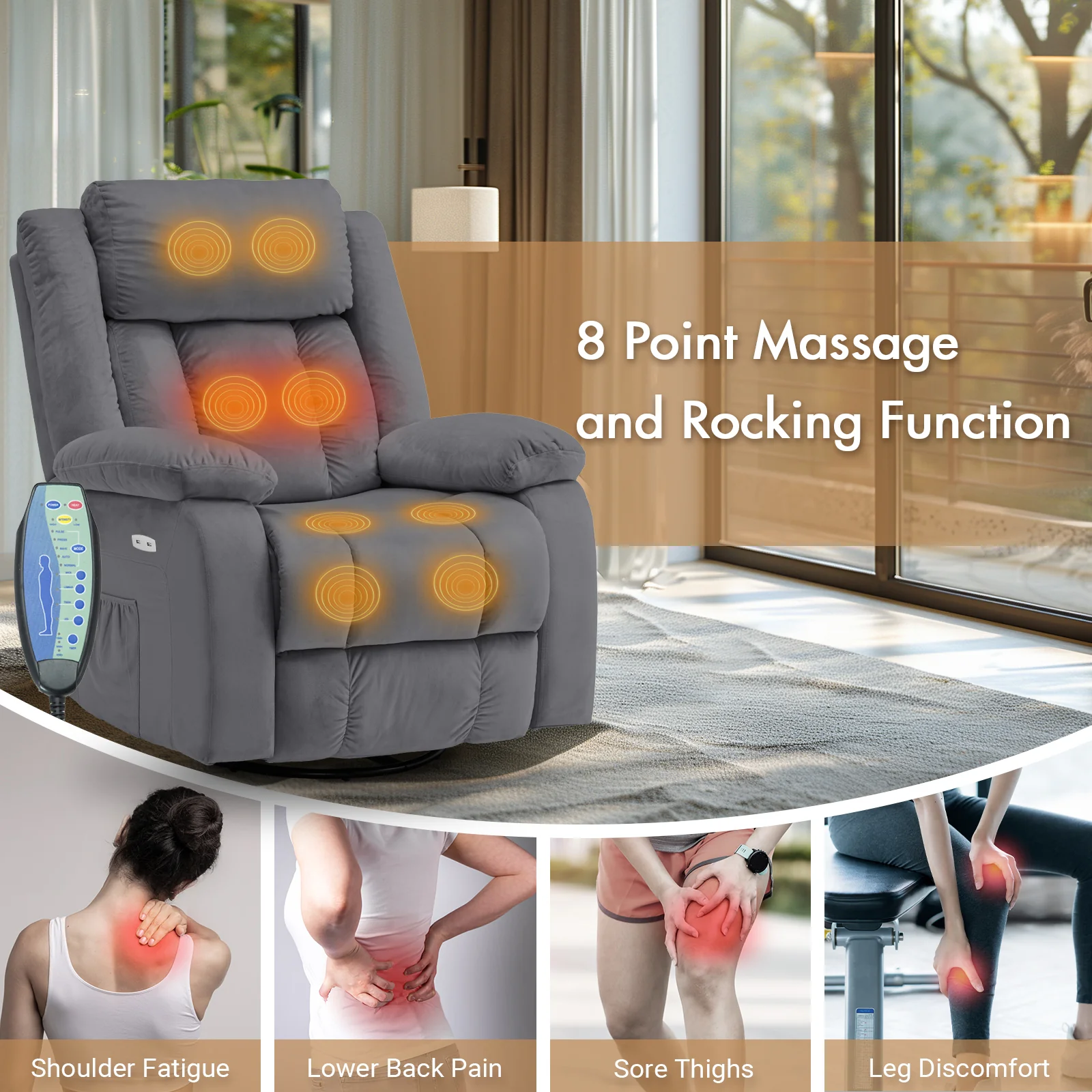 360° Swivel Heated Recliner Massage Chair