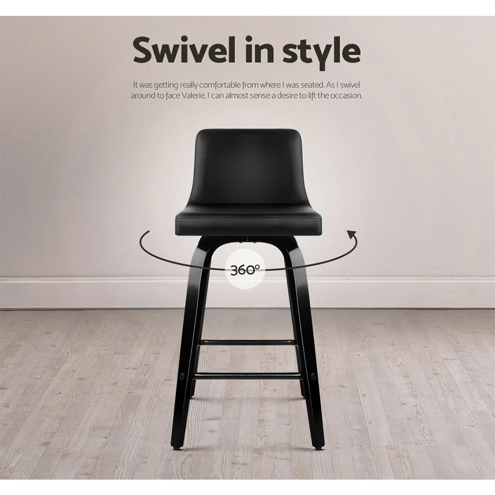 Artiss Bar Stools Kitchen Leather Barstools Swivel Wooden Chairs X4