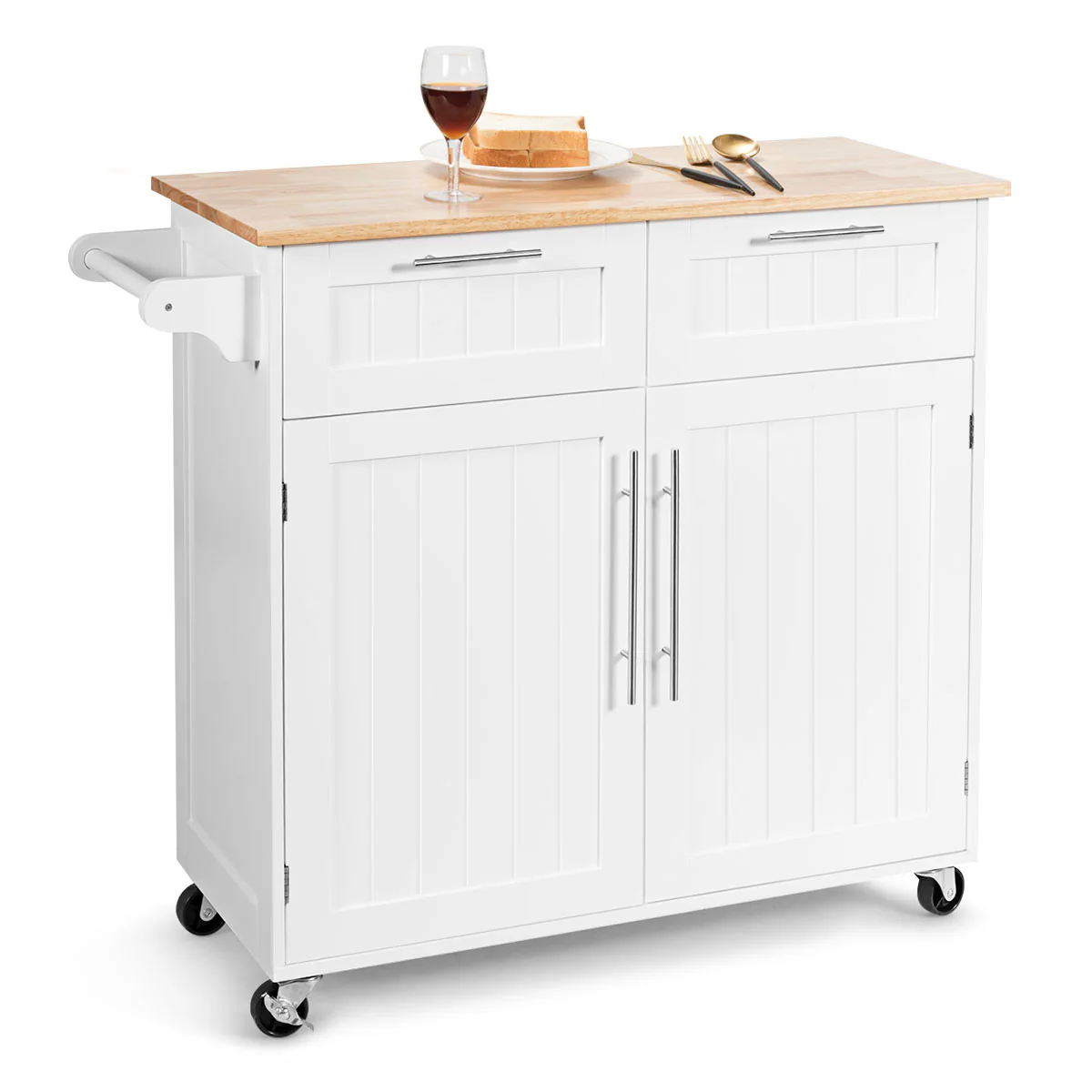 Giantex Kitchen Island Cart with Side Towel Bar