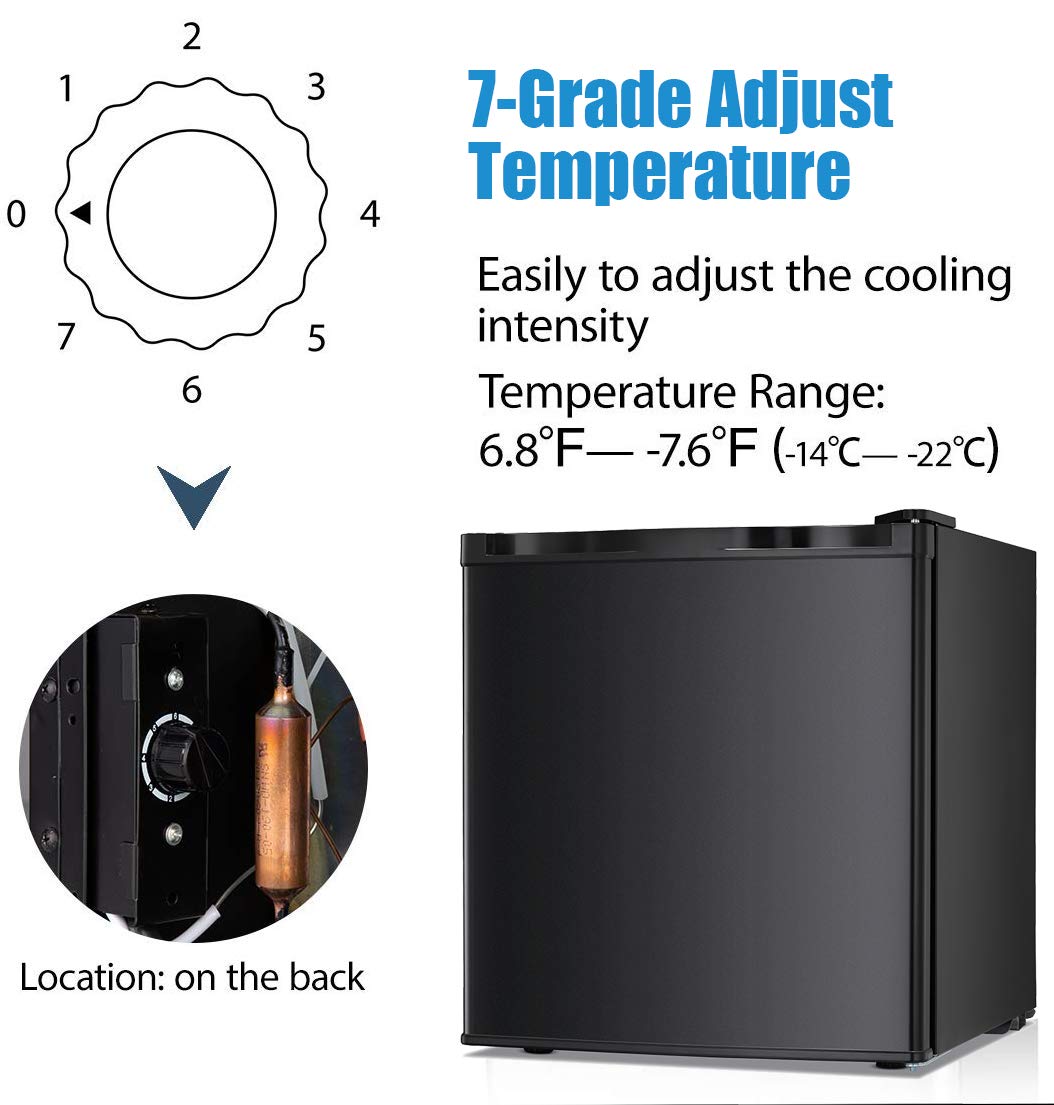 Antarctic Star Compact Chest Upright Freezer Single Door Reversible Stainless Steel Door, Compact Adjustable Removable Shelves for Home Office, 1.1 cu.Black