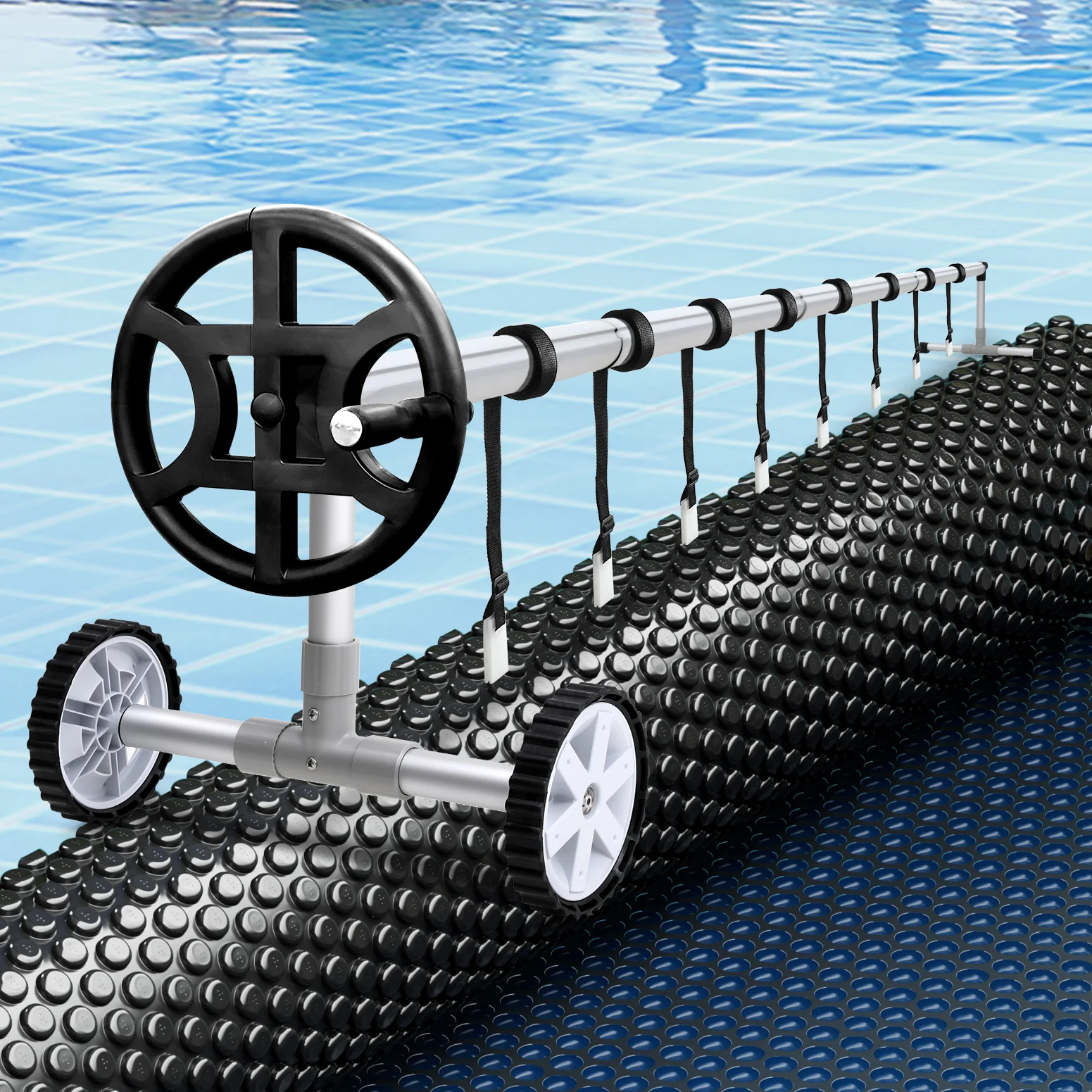 Aqua Buddy Pool Cover 600 Micron 10x4m w/ Roller 4m Swimming Pools Black Solar Blanket