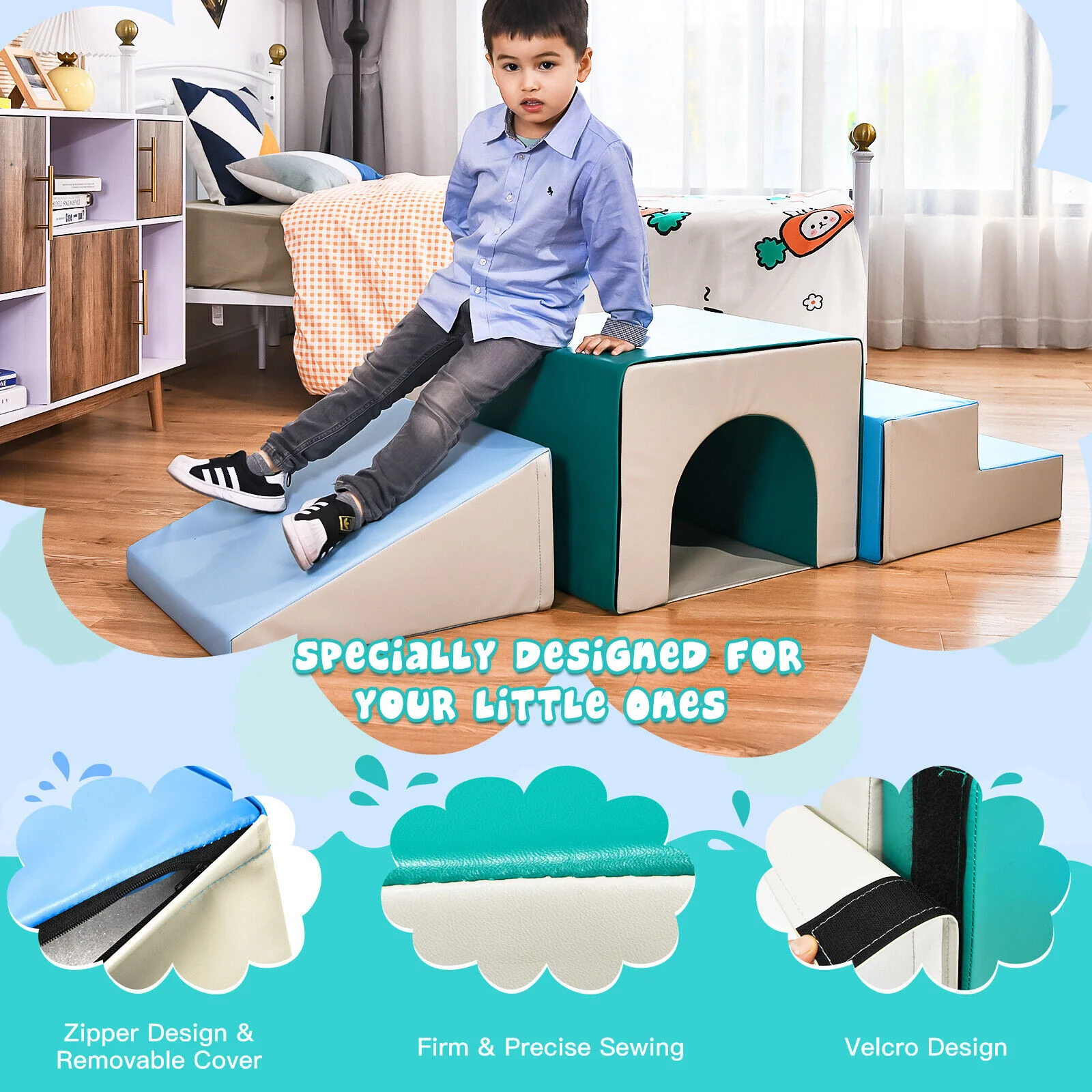 4-piece Single-Tunnel SoftZone Climb Crawl Activity Play Set Toddler Kid