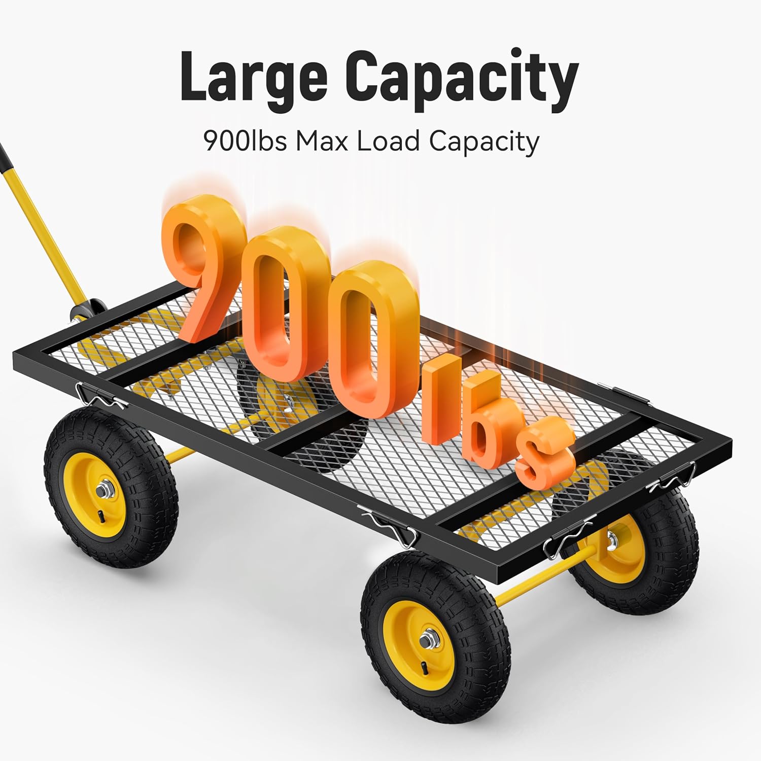 Steel Garden Cart, 2-in-1 1400 lbs Heavy Duty Utility Wagon, with Removable Mesh Sides to Convert into Flatbed, 240?? U-Turn 13
