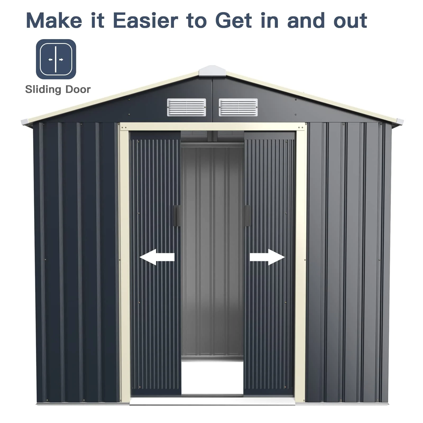 Storage Shed, Metal Outdoor Building Organizer