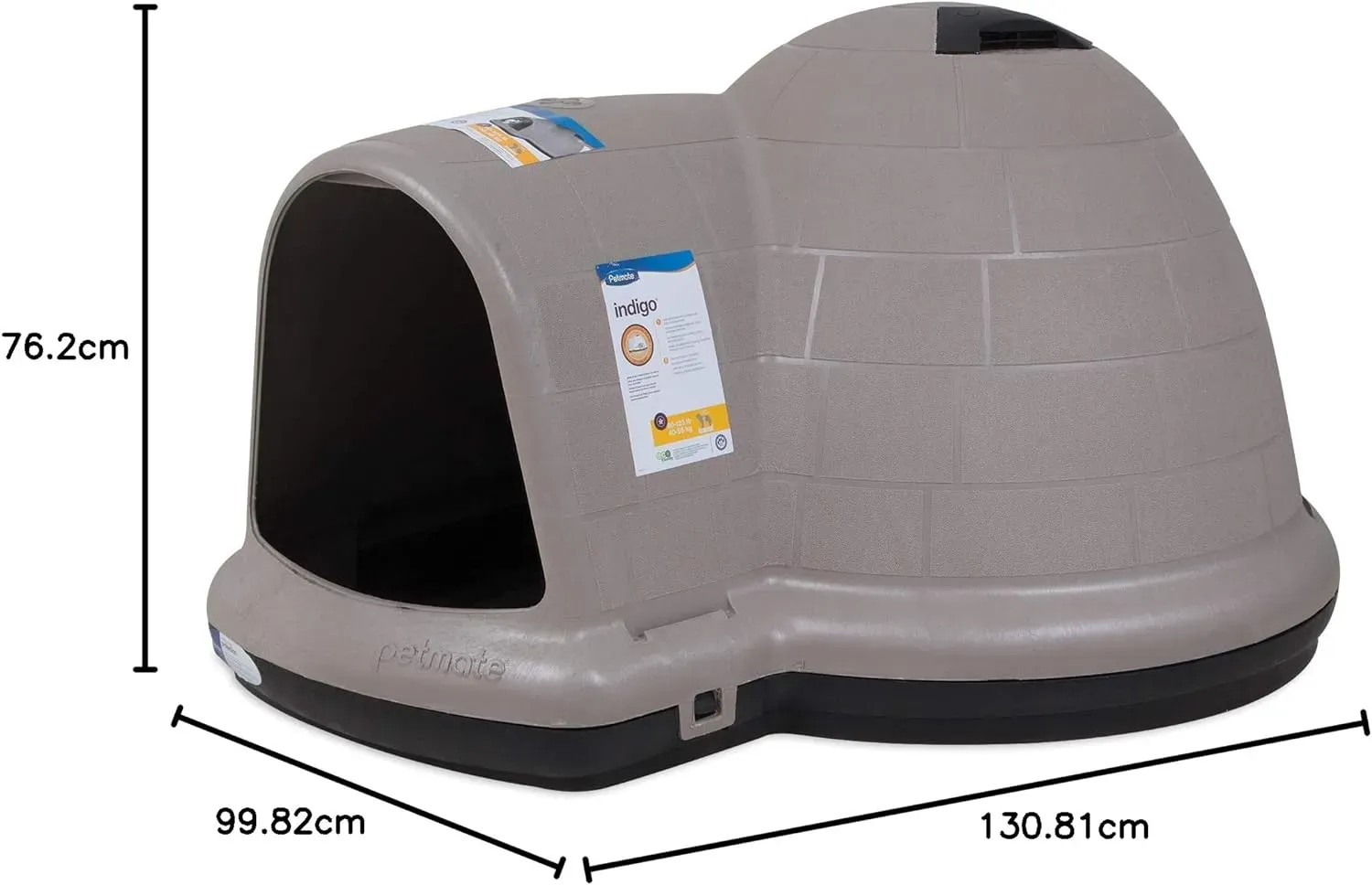 Petmate Indigo Dog House (Igloo Dog House, Made in USA with 90% Recycled Materials, All-Weather Protection Pet Shelter) for XL Dogs -90 to 125 pounds, Made in USA