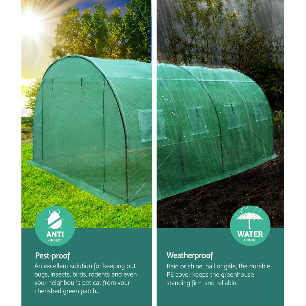 All-Weather Tunnel Greenhouse with PE Cover & Steel Frame - Greenfingers