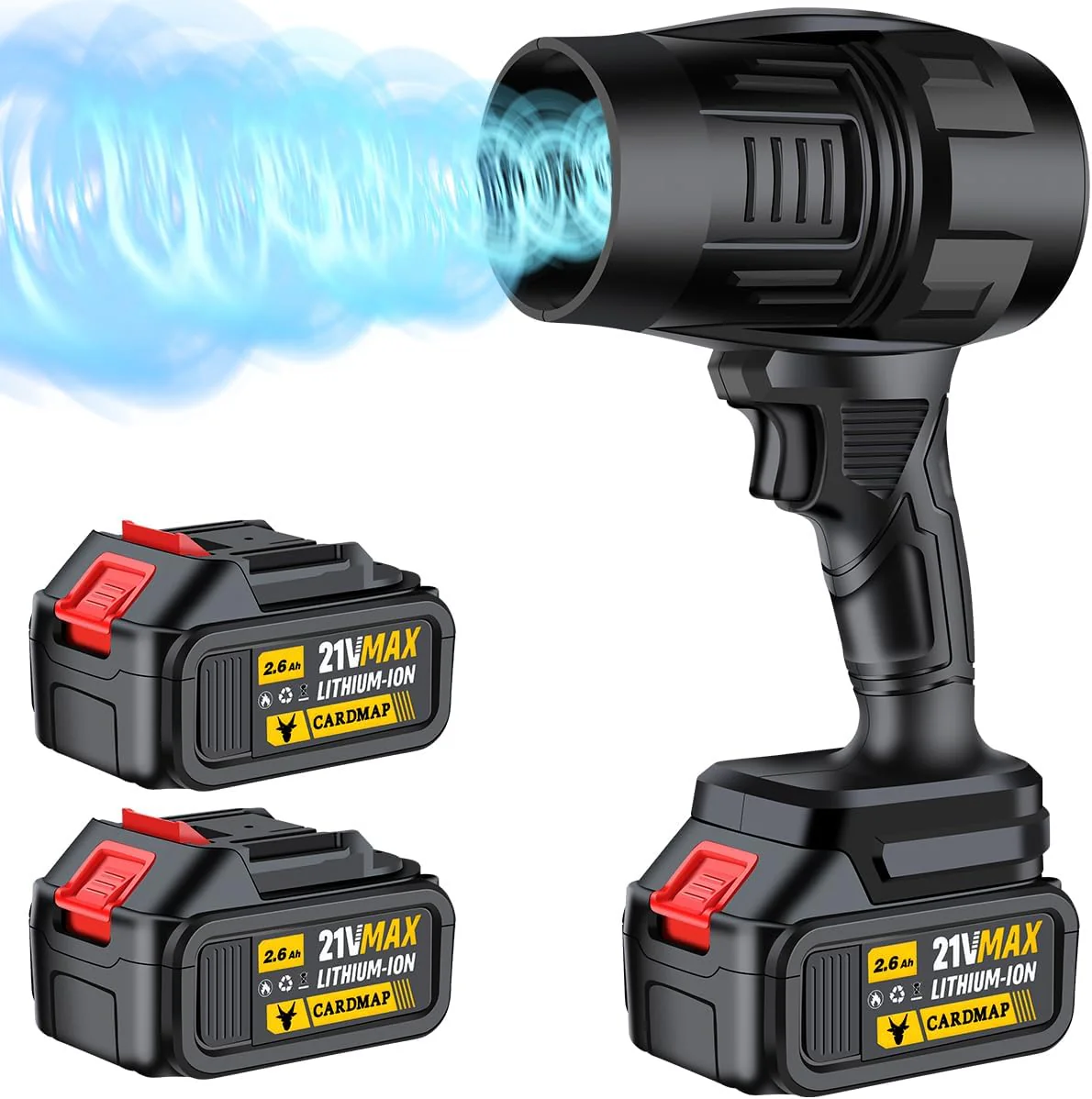 Electric Cordless Leaf Blower, Handheld Electric Leaf Blower, Mini Jet Dry Blower Fan with 2 Packs 2.6Ah Batteries and Charger, Violent Turbo Jet Blower for Lawn, Patio, Outdoors, Car, Home