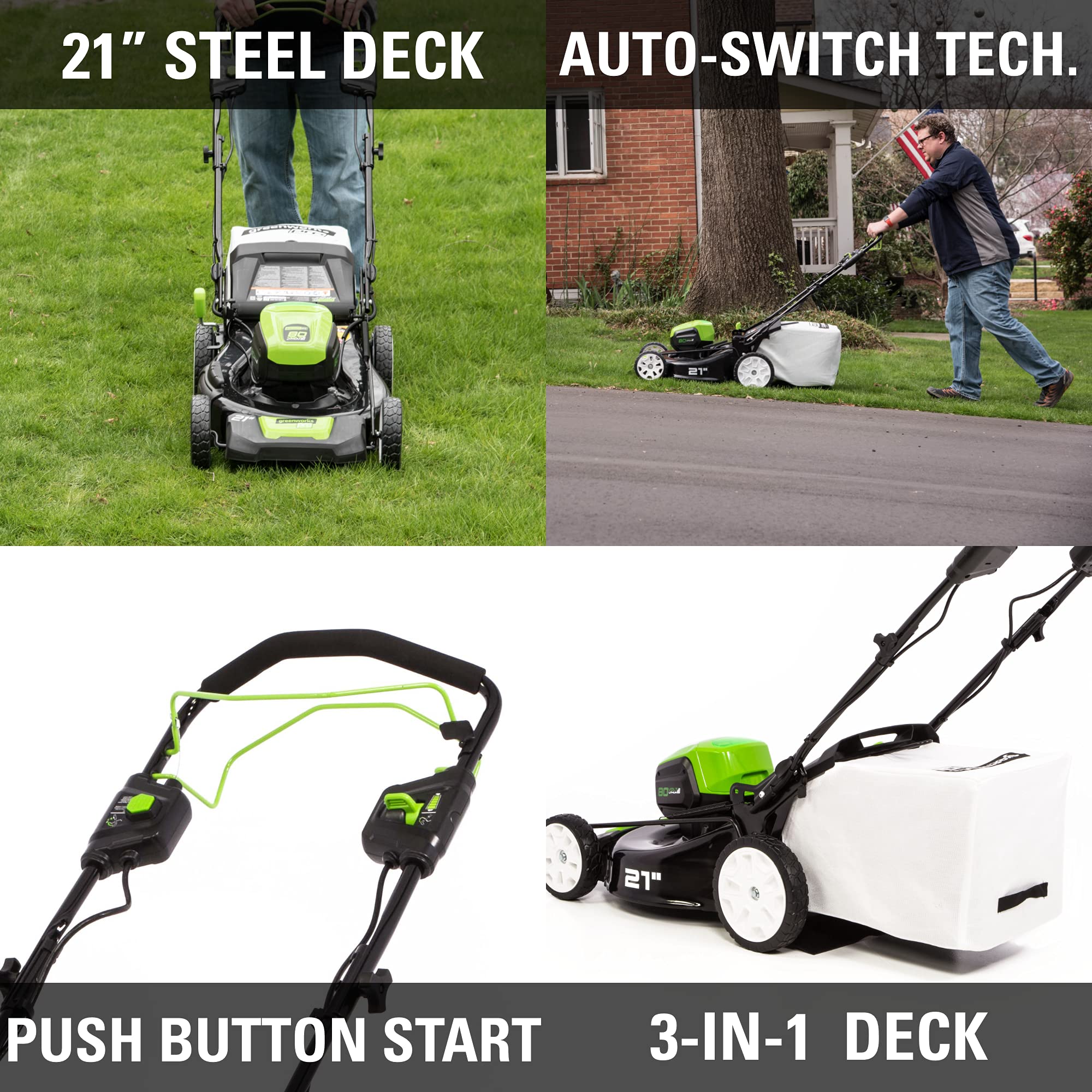 80V Cordless 21 Self-Propelled Brushless Lawn Mower | Greenworks