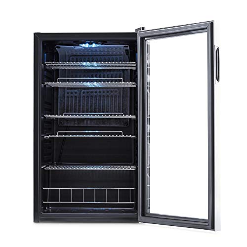 NewAir AB-1200 Mini Fridge, 126-Can Capacity, Reversible Glass Door, Adjustable Shelves, Stainless Steel Frame