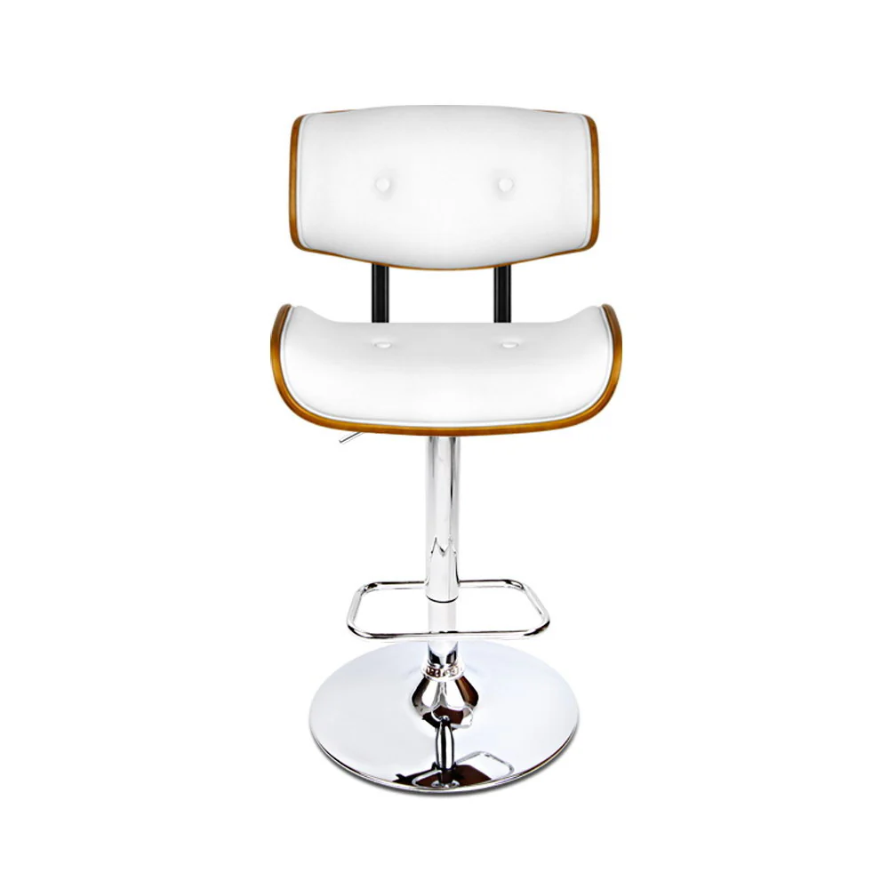Artiss Bar Stools Gas Lift Leather White