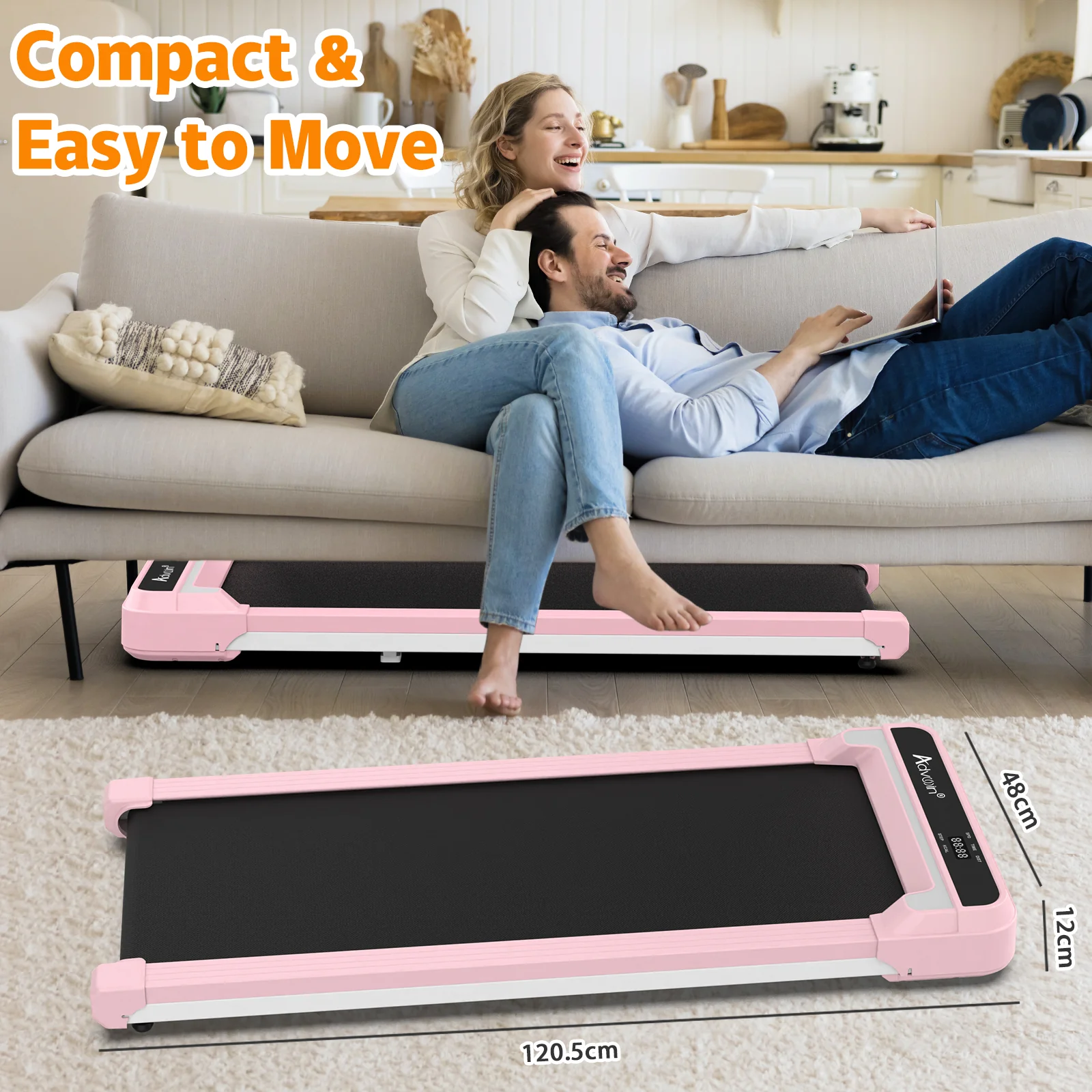 Walking Pad Under Desk Treadmill for Home Pink