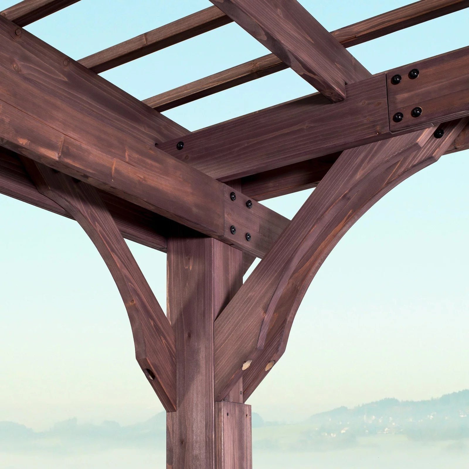 14��10 Somerville Pergola �C Walnut Stain