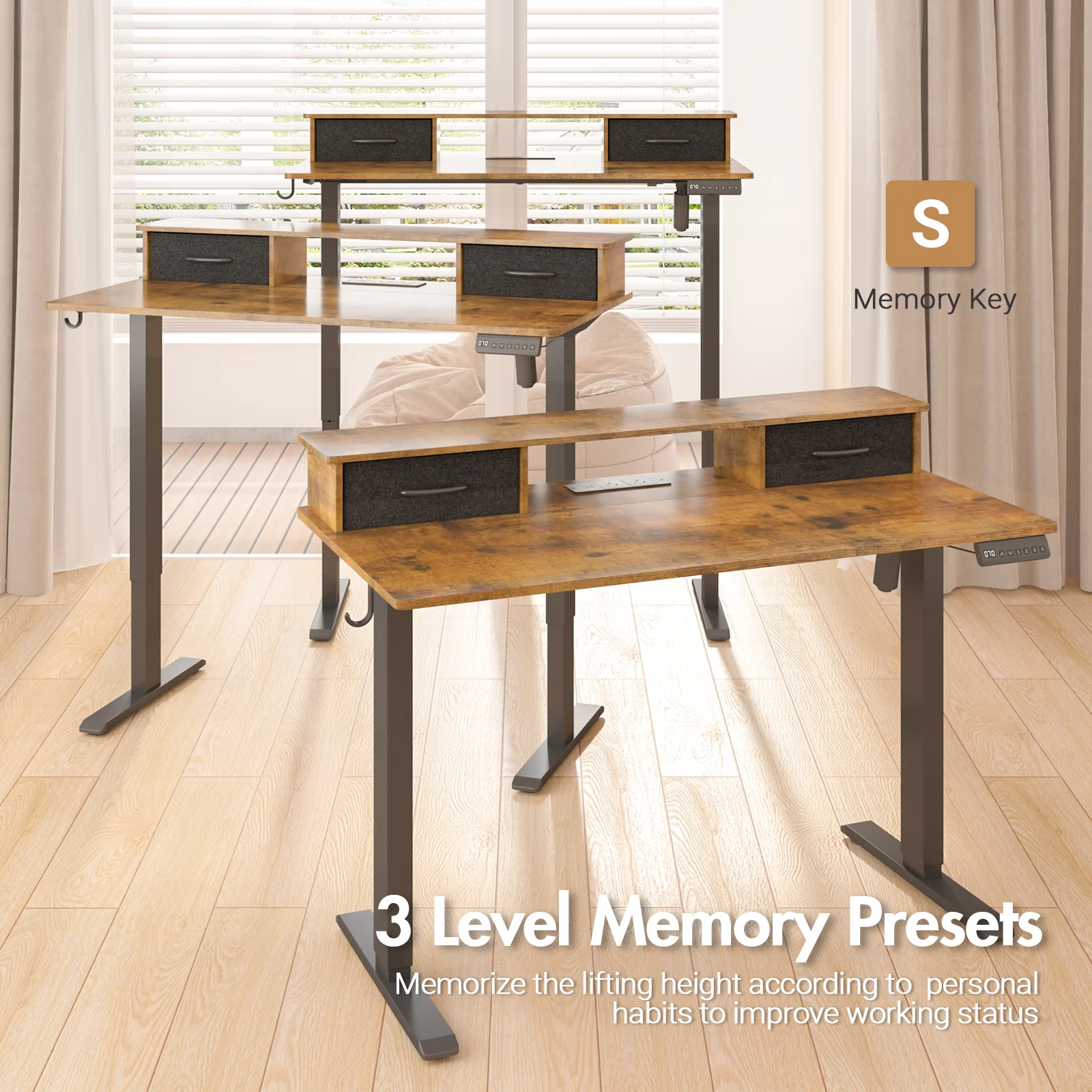 Electric Standing Desk with Monitor Stand