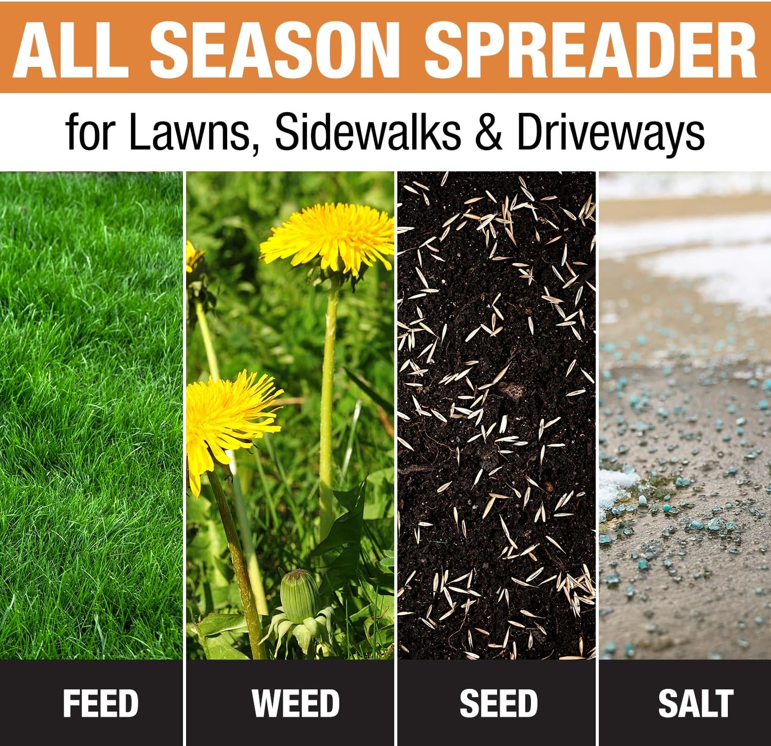 Multi-Purpose Walk Behind Push Spreader 3039632R Grounds Keeper, 100 Pound Capacity, Multi Use Tool for Grass Seed, Salt, De-Icer, Fertilizer and Seeds