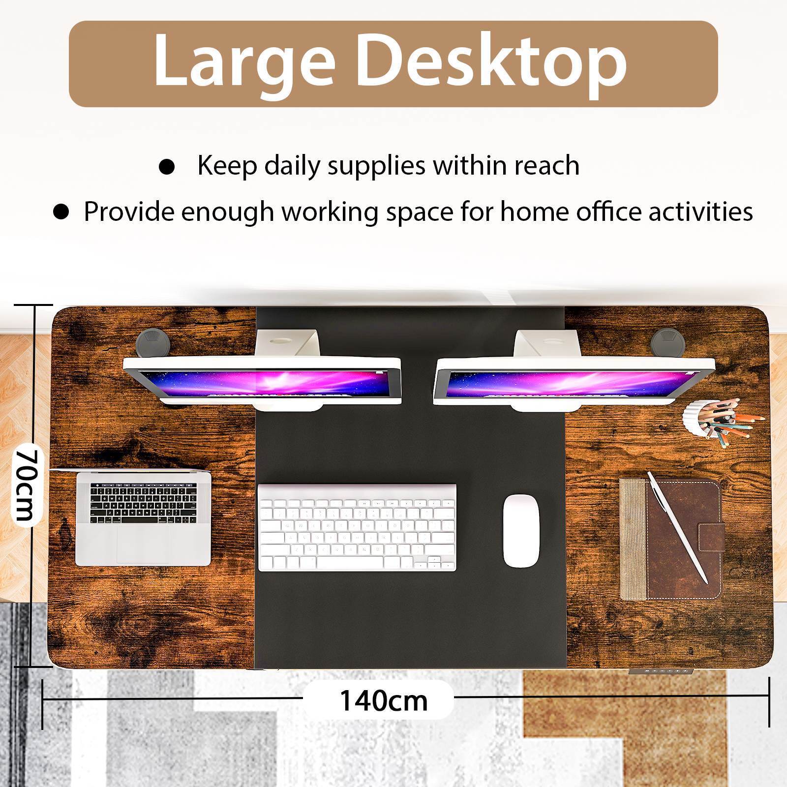 140x70cm Electric Standing Desk Height Adjustable Stand up Computer Workstation