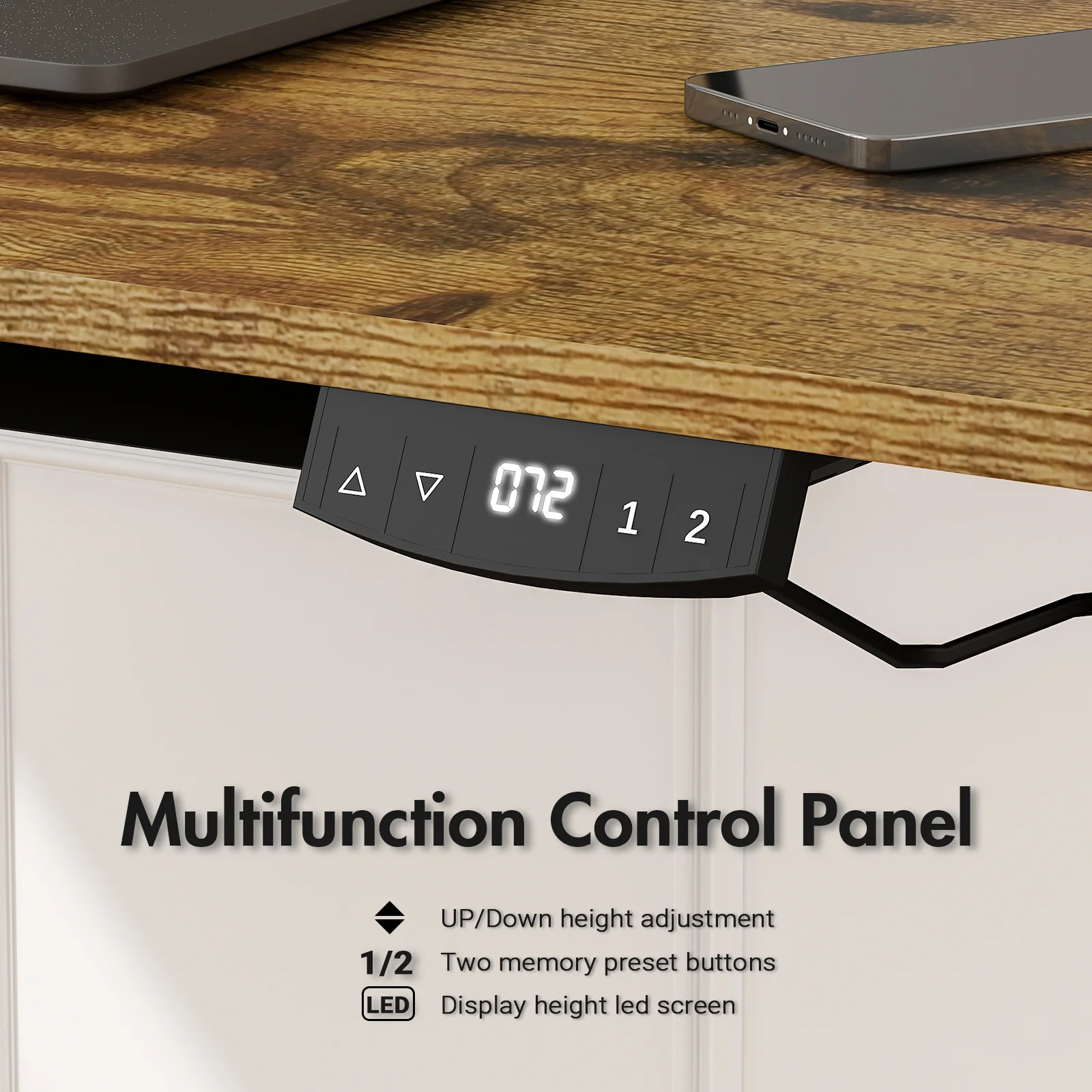 Electric Standing Desk Height Adjustable 100cm Walnut