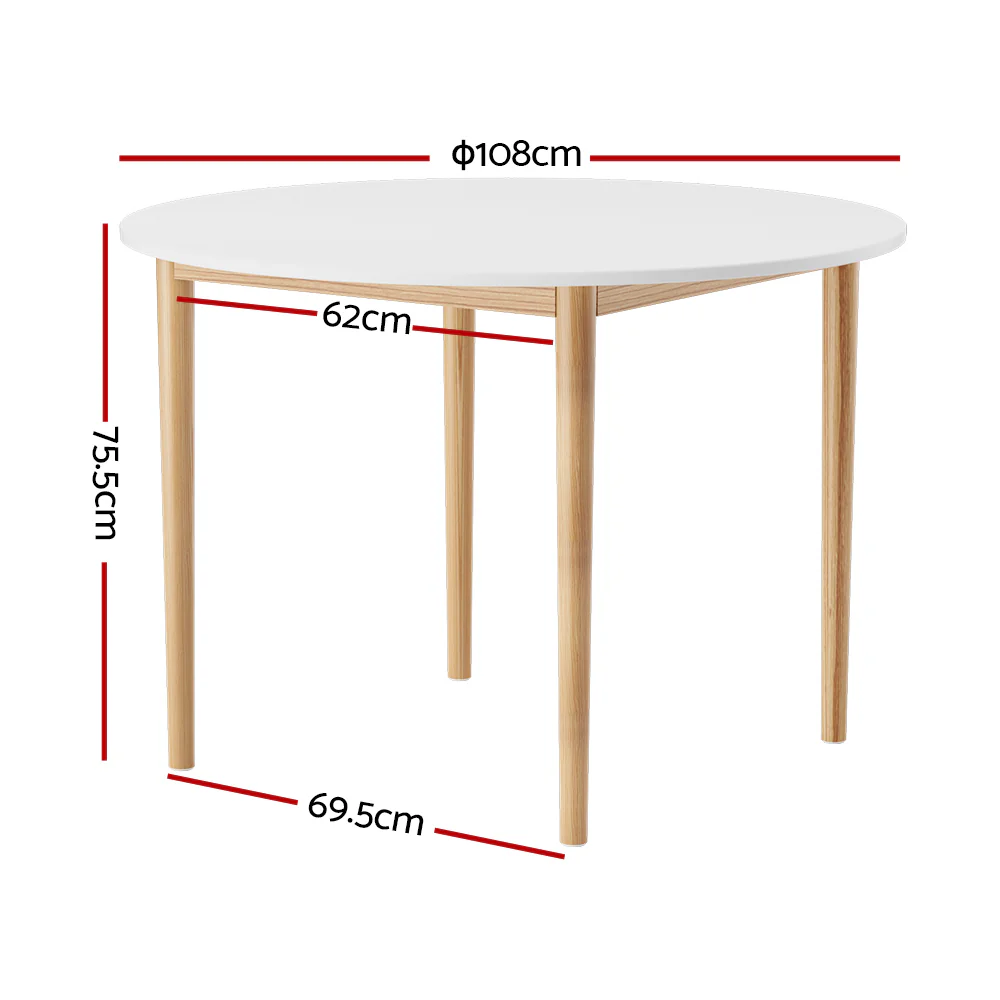 Artiss Dining Table Round White 108CM Diameter Demi