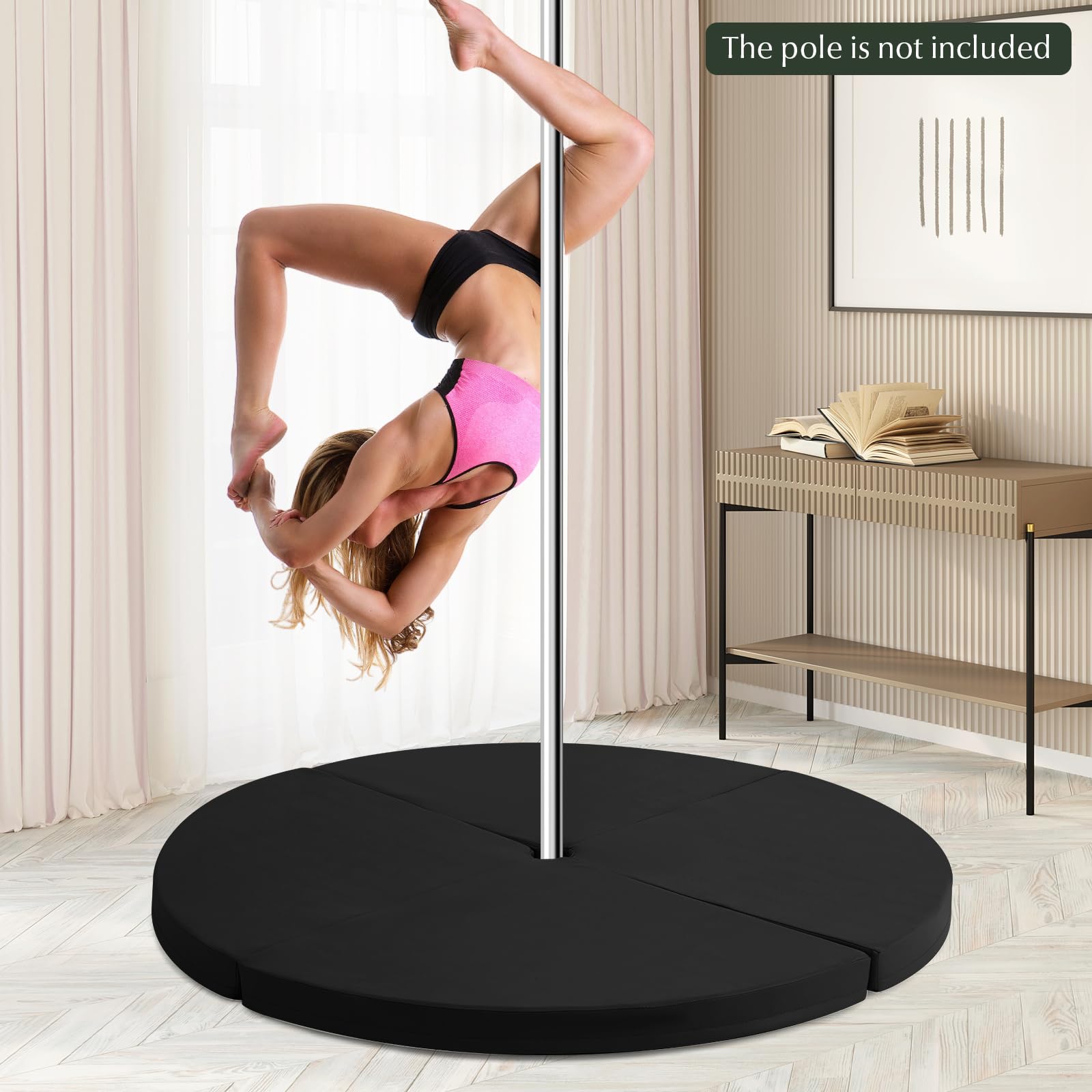 Pole Dance Crash Mat, Round Portable Yoga Mat with EPE Foam, Safety Dancing Cushion Specialized Fall Safety Padding