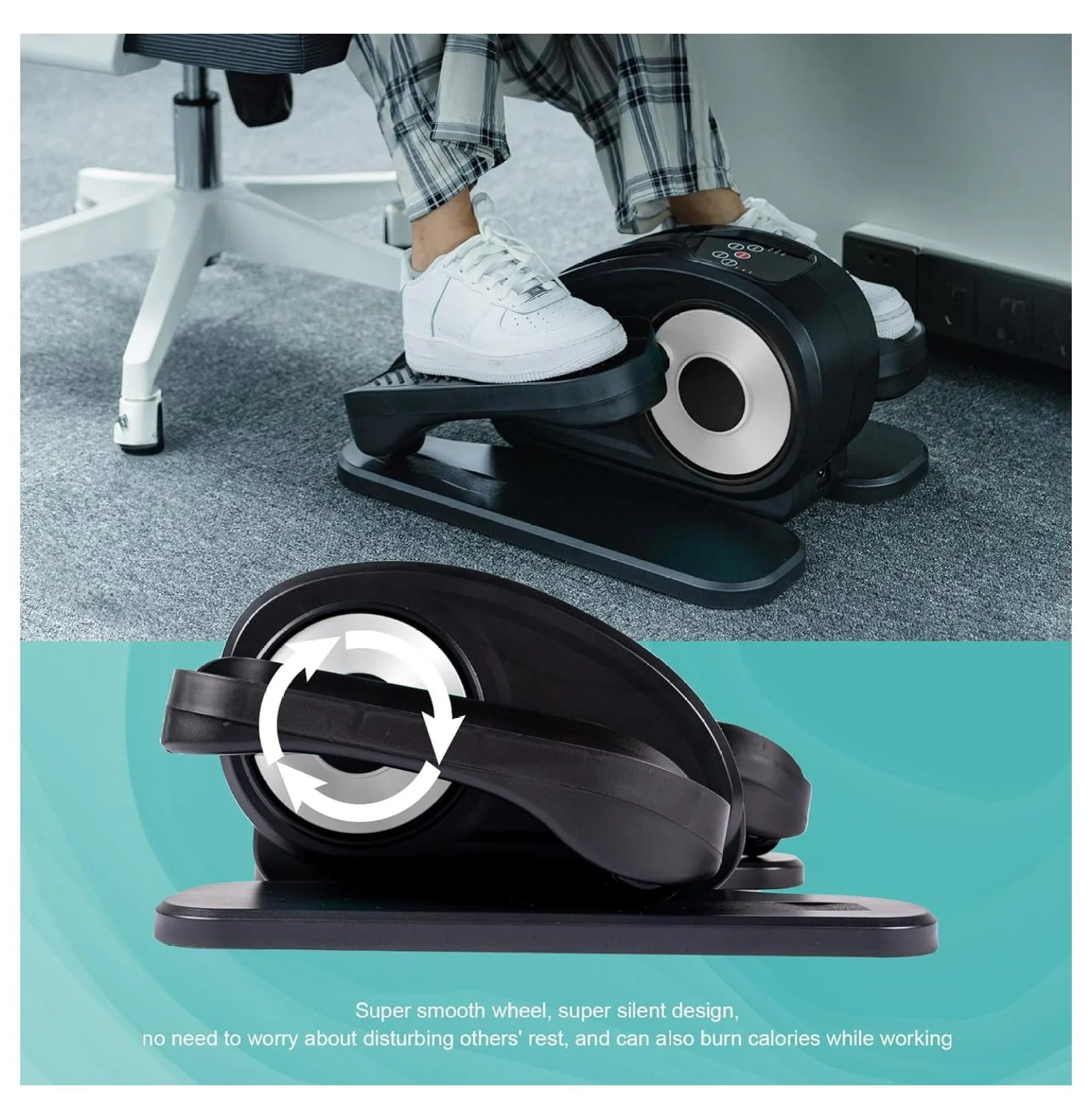 Under Desk Elliptical, Electric Foot Pedal Exerciser, Fully Assembled Seated Elliptical, Compact Portable Elliptical Machine Trainer with Control, Mini Elliptical Leg Exerciser for Home