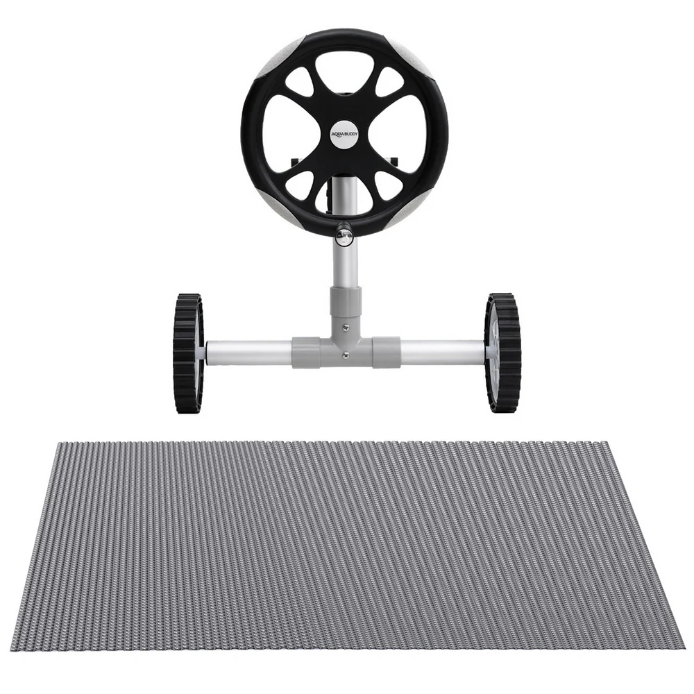 Aqua Buddy Pool Cover 600 Micron 11x6.2m w/ Roller 6.55m Swimming Pools Solar Blanket