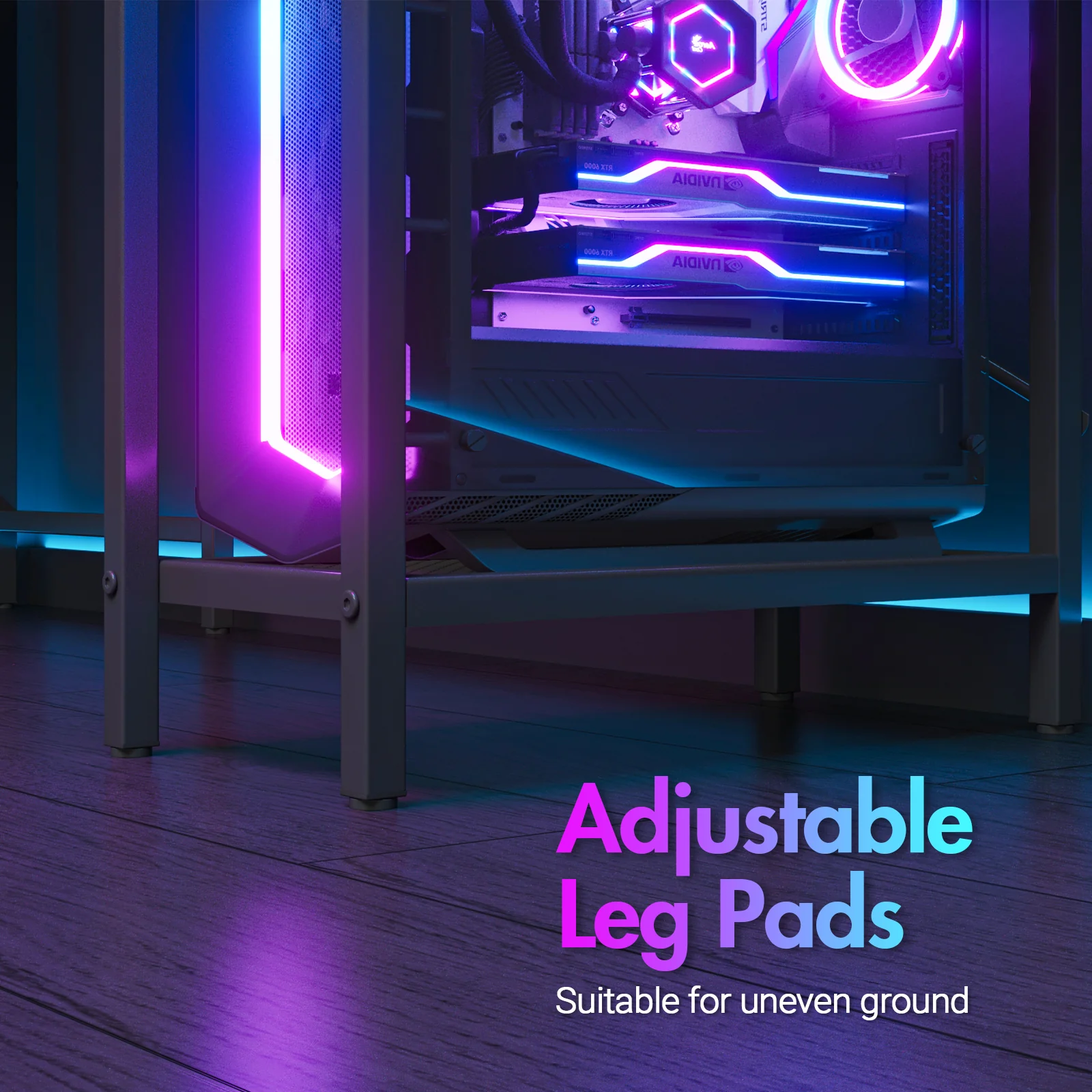 L Shaped Gaming Desk with LED Lights