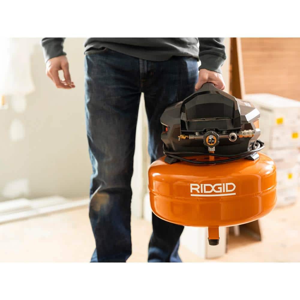 6 Gal. Portable Electric Pancake Air Compressor w/ 18GA Brad Nailer, 16GA Straight Finish Nailer, & 18GA Finish Stapler R69603FK