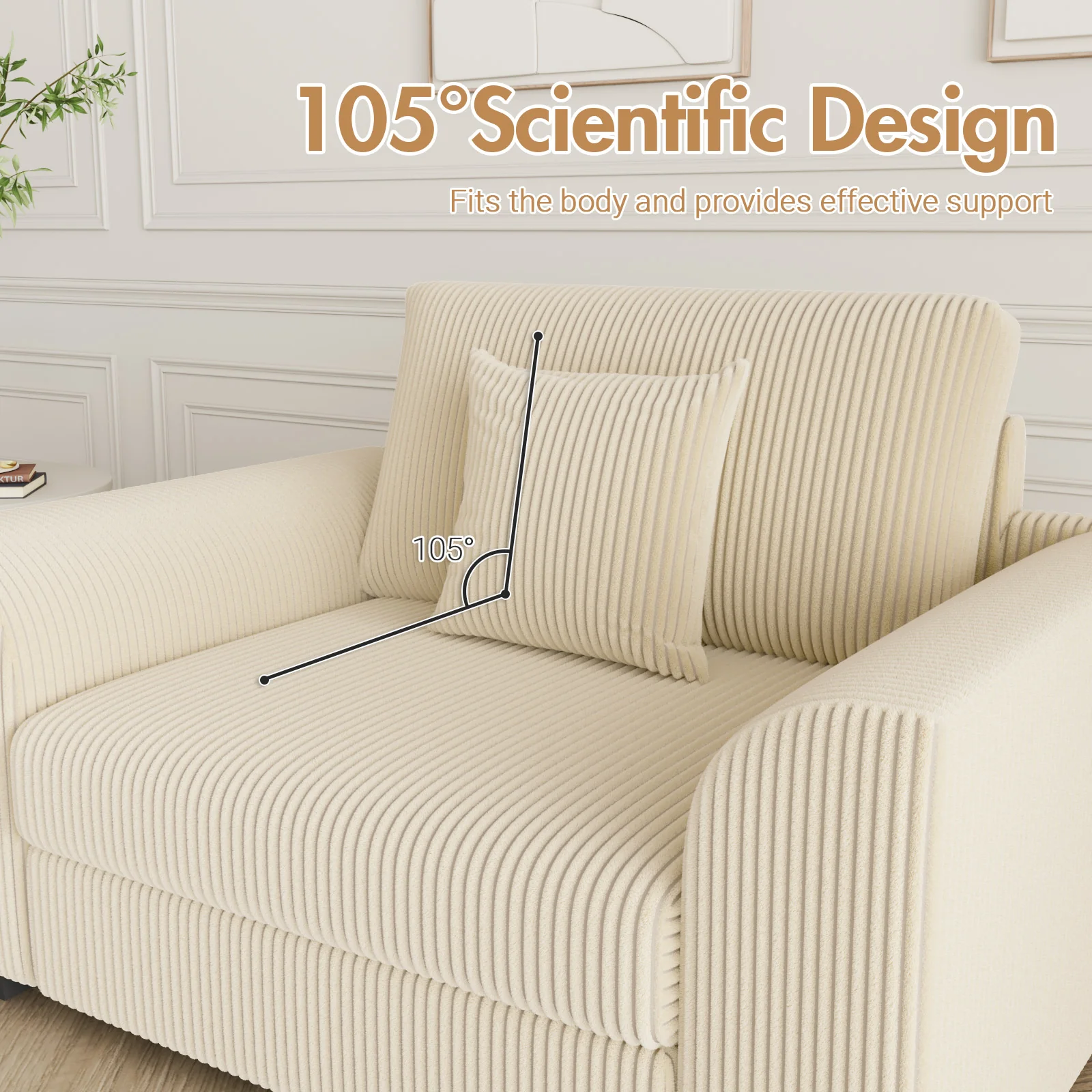 1 Seater Sofa Corduroy Armchair Couch(Pre-order)