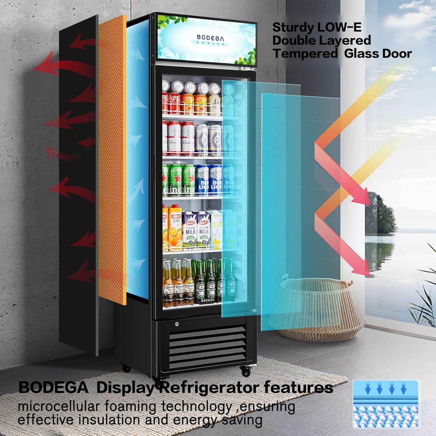 Commercial Glass Door Display Refrigerator Merchandiser 11.3 Cu. Ft