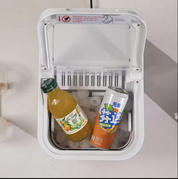 CJC Countertop Ice Maker Portable Ice Machine with Carry Handle Basket and Scoop for Home Kitchen Party 110V