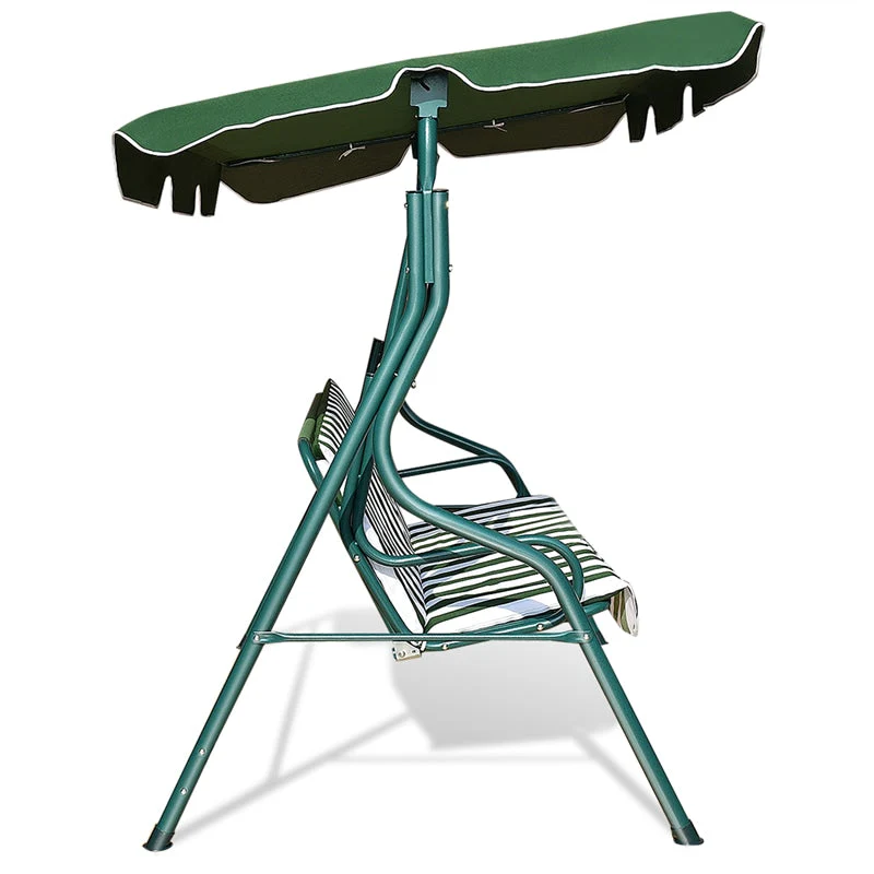 3-Person Cushioned Metal Outdoor Patio Porch Swing Chair Bench Glider with Adjustable Awing Canopy