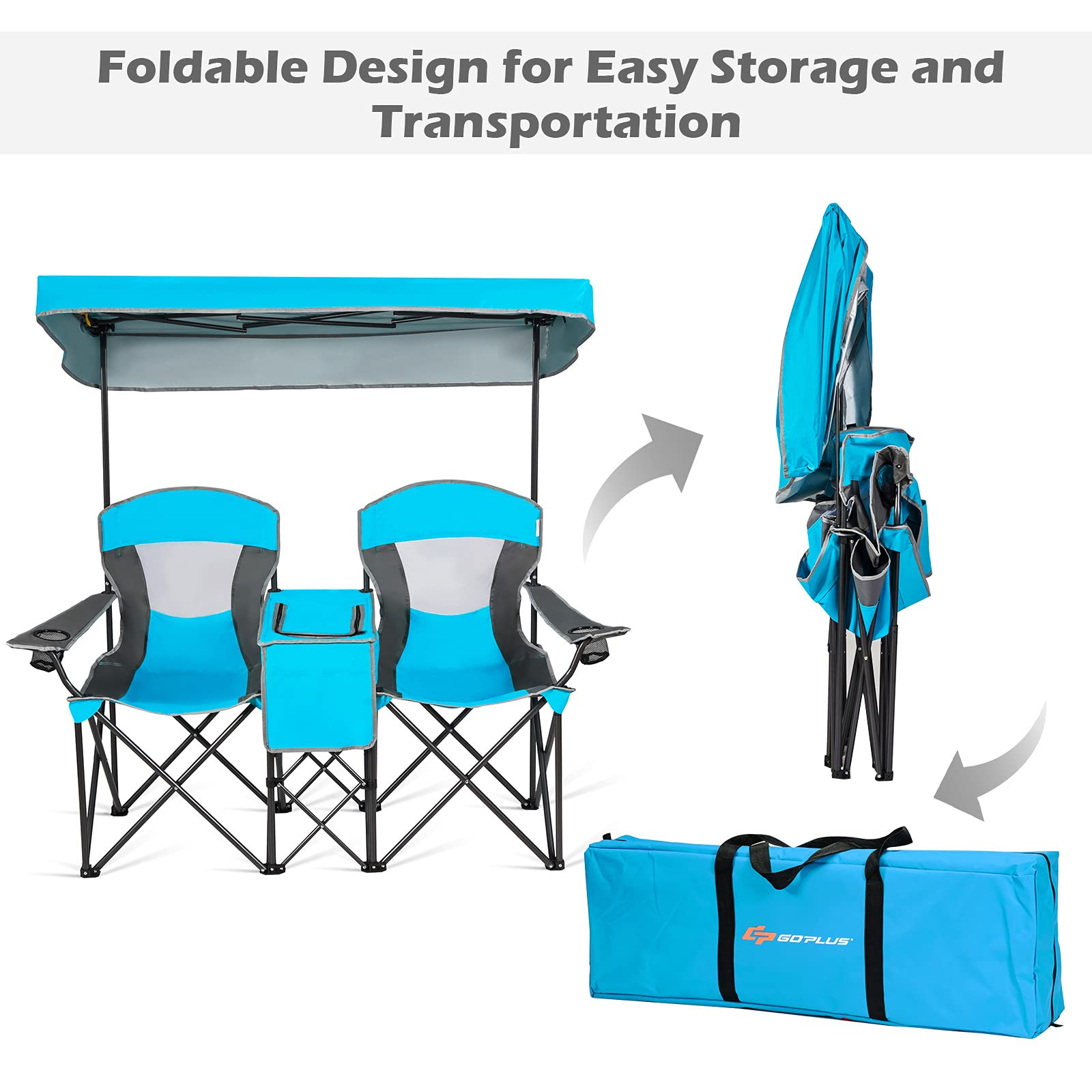 Double Camping Seat w/Shade Canopy