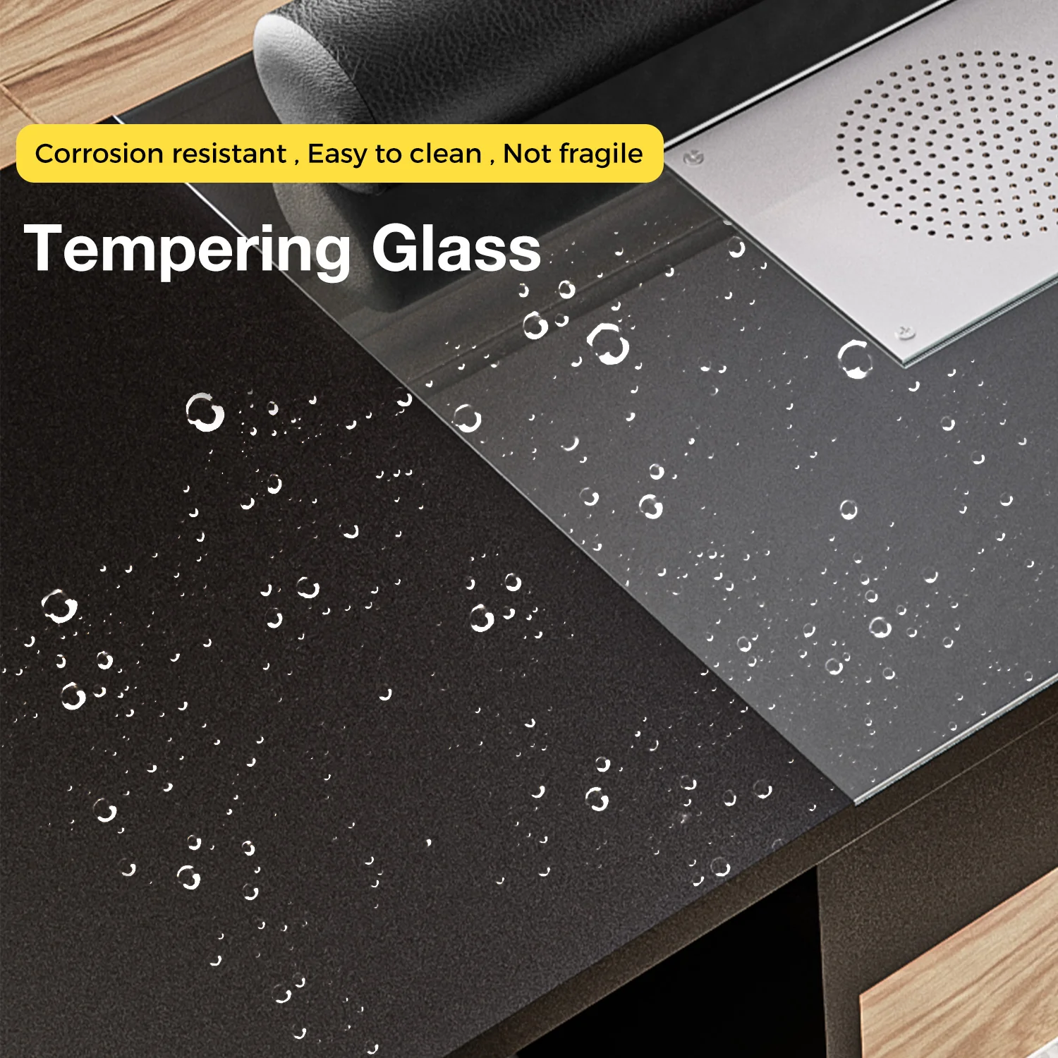 Manicure Table with Glass Top Black