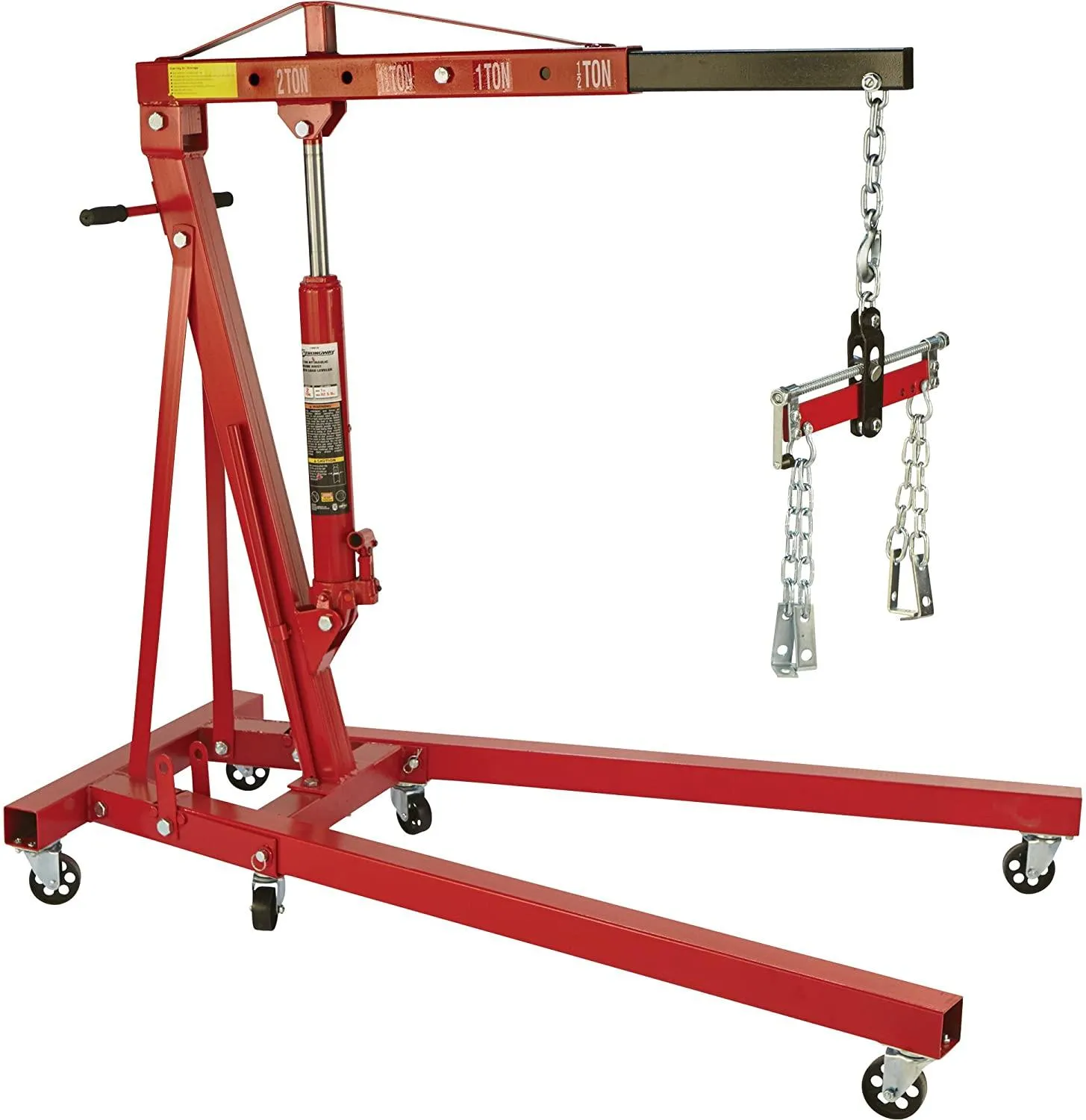 Strongway Hydraulic Engine Hoist with Load Leveler – 2-Ton Capacity, 1in.-82 5/8in. Lift Range