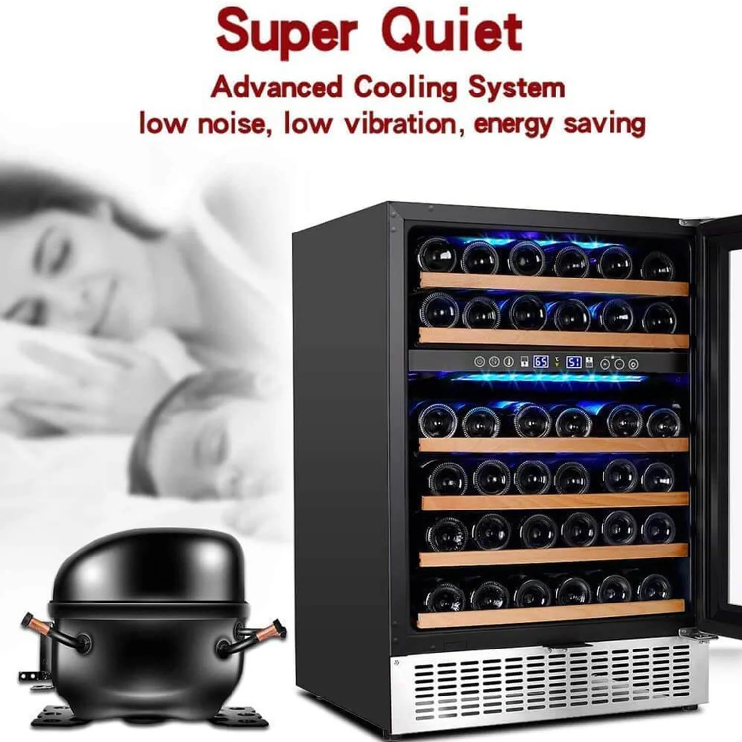 24 Inch Dual Zone Wine Cooler 46 Bottle Wine Refrigerator JC-145B