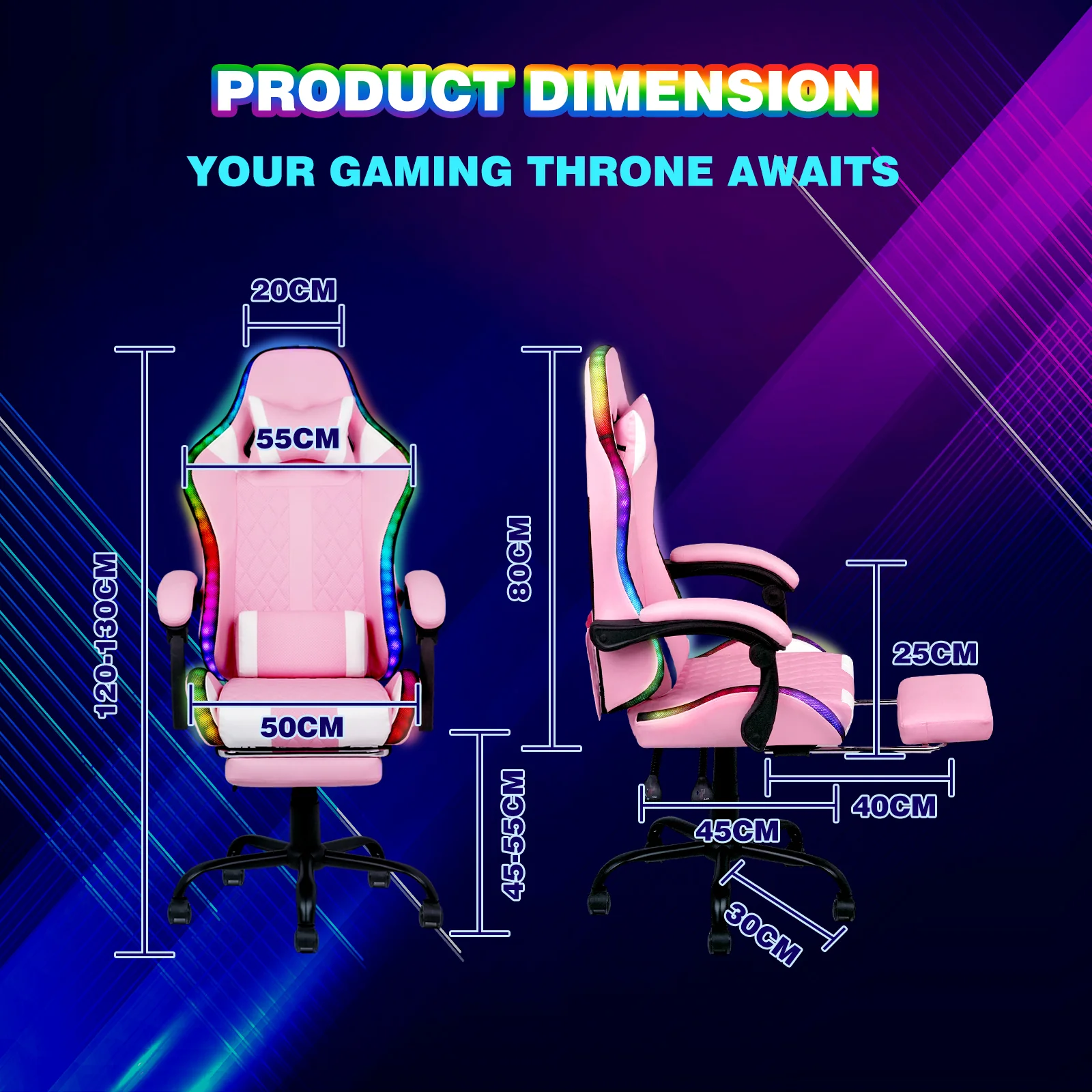 Gaming Chair 12 RGB LED Massage Chair