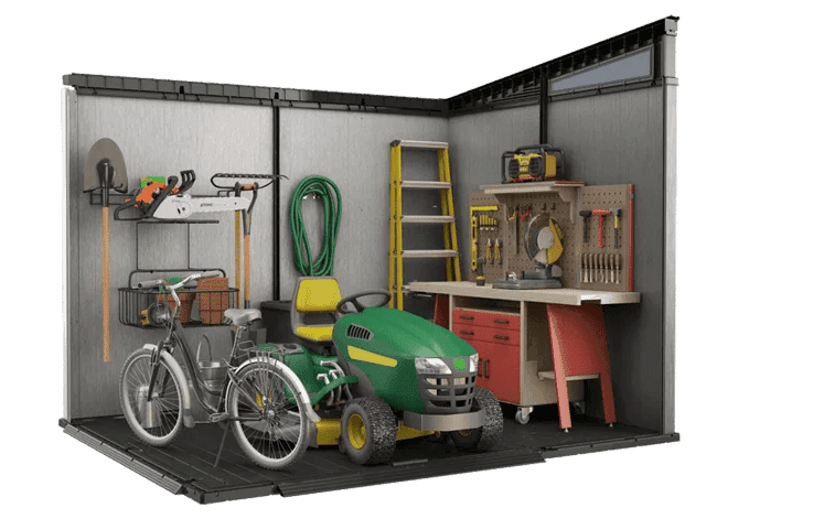 Keter Artisan 9��7 Foot Large Outdoor Shed with Floor with Modern Design for Patio Furniture