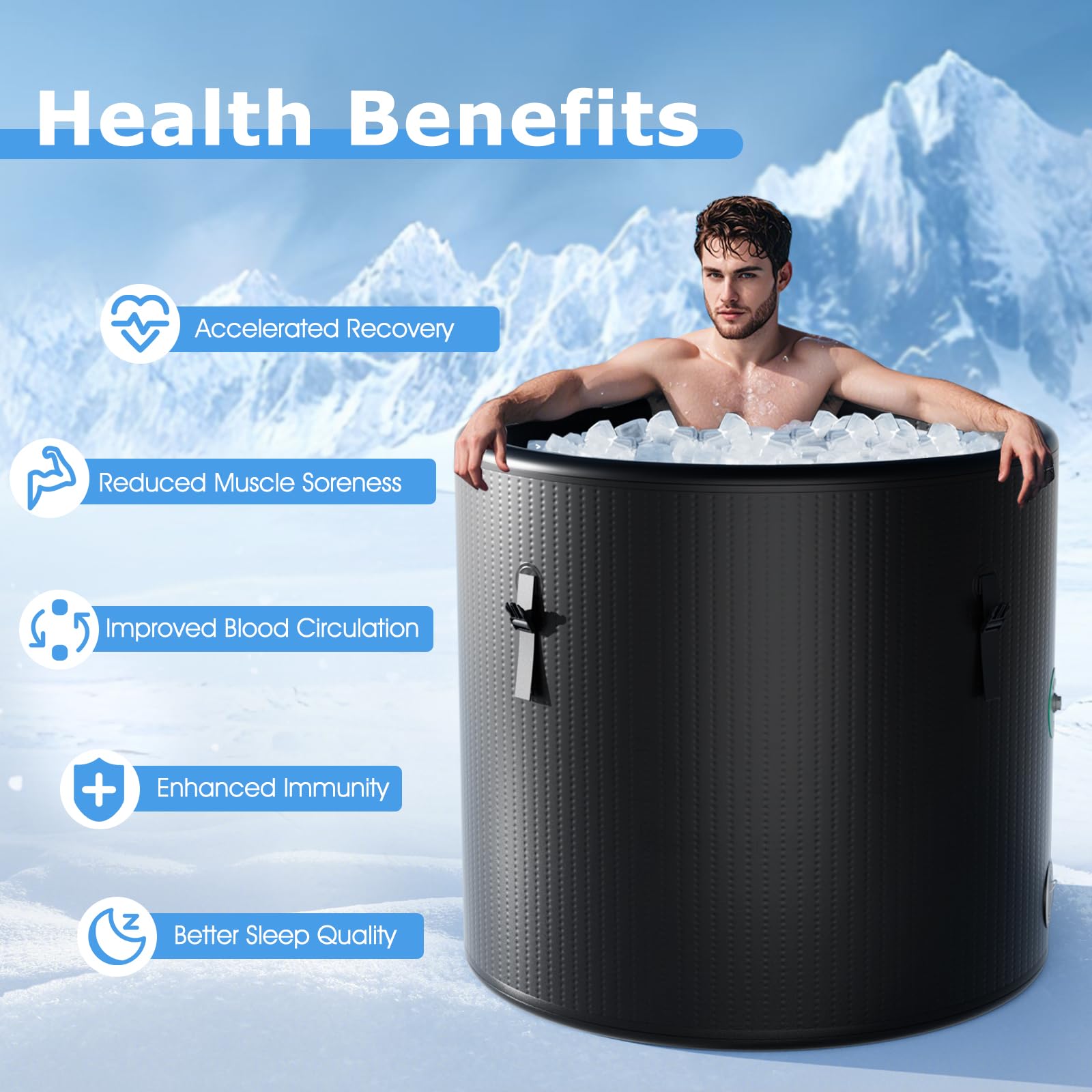 79 Gal Ice Bath Tub for Athletes, Inflatable Cold Plunge Tub w/Multiple Layered, Lid, Pump