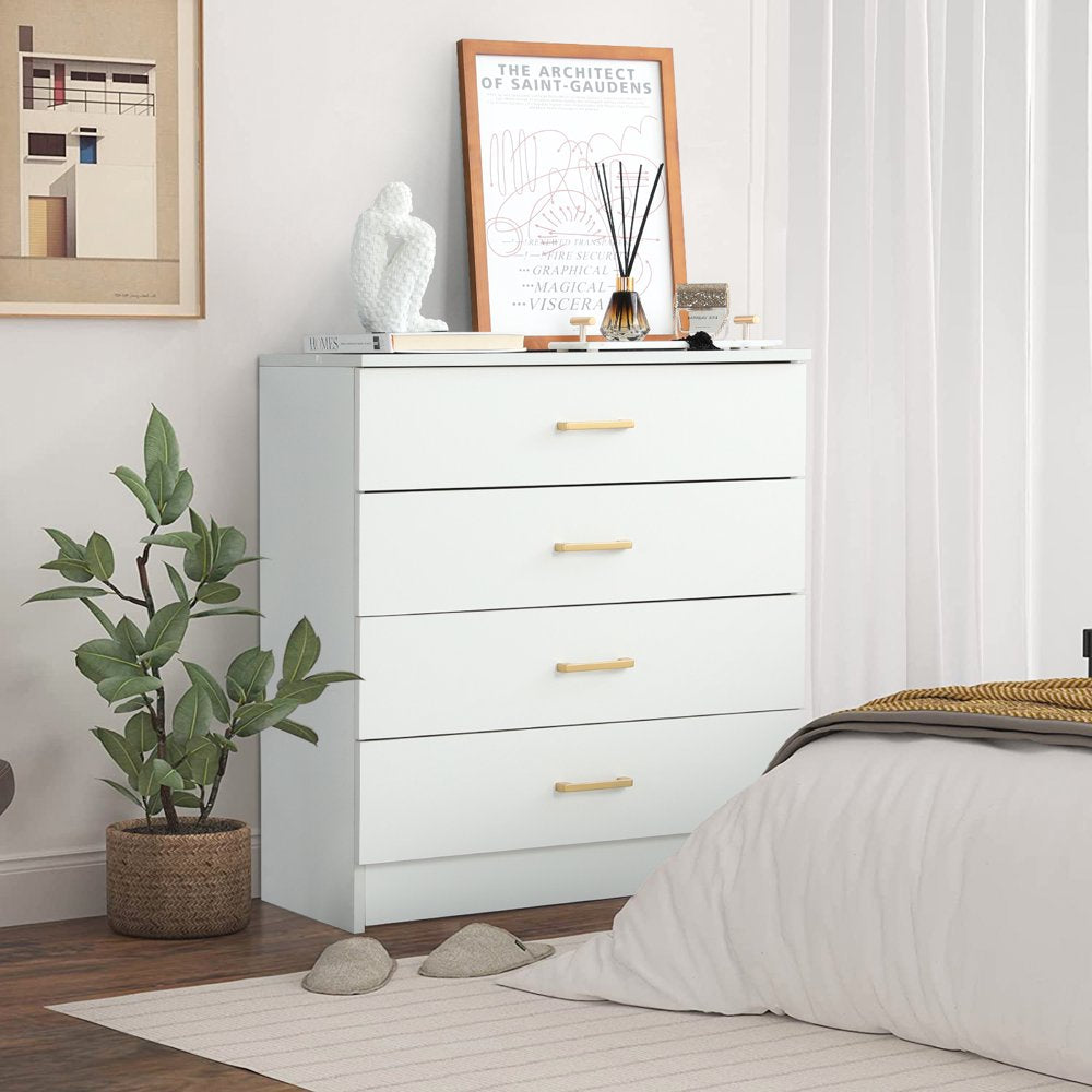 SEGMART White 4-Drawer Wood Dressers for Bedroom