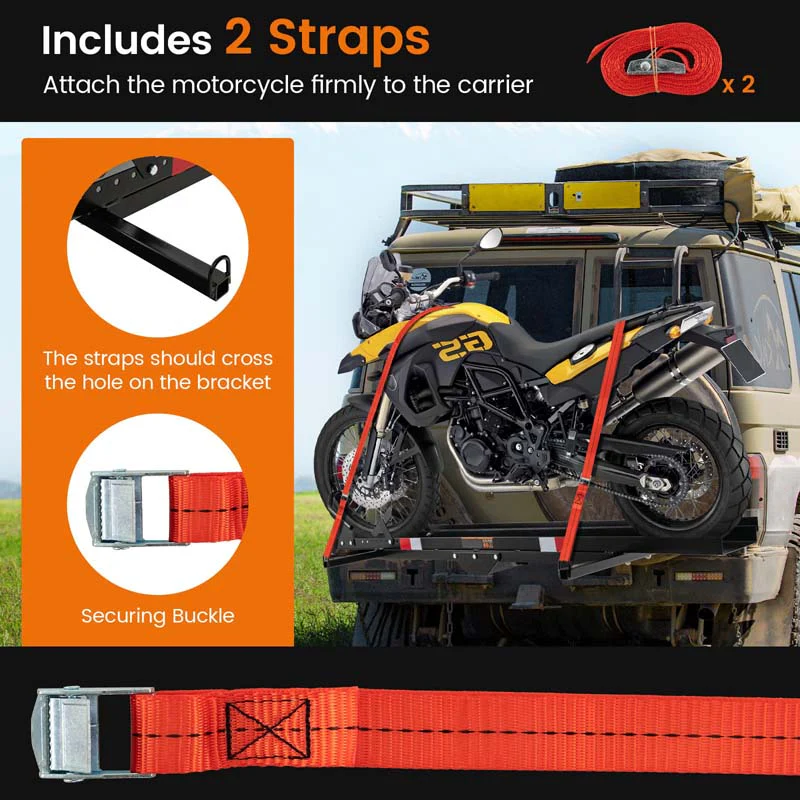 600LBS Motorcycle Hitch Carrier Fit Up to 7.5