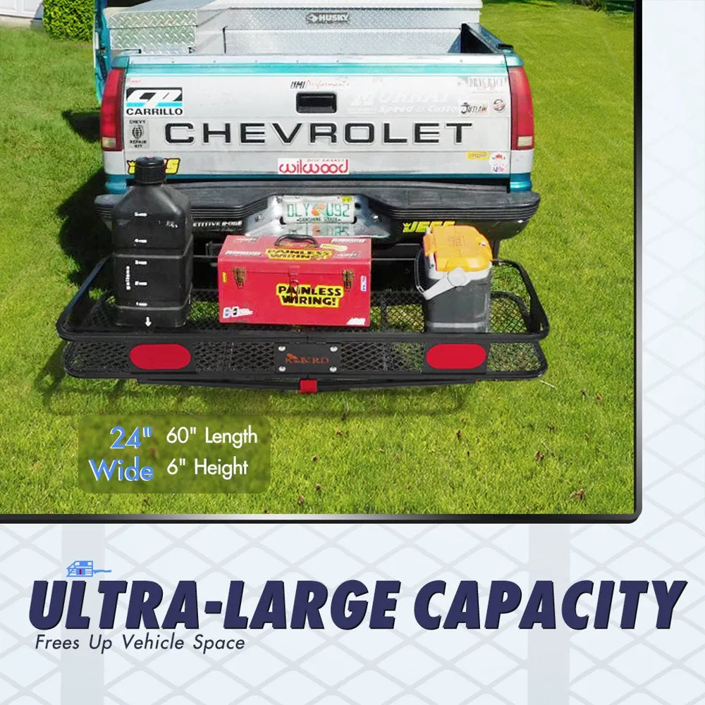 King Bird 60���x24���x6��� Folding Hitch Cargo Carrier with Waterproof Bag & Straps, 550 lbs Capacity, Fits 2��� Receiver
