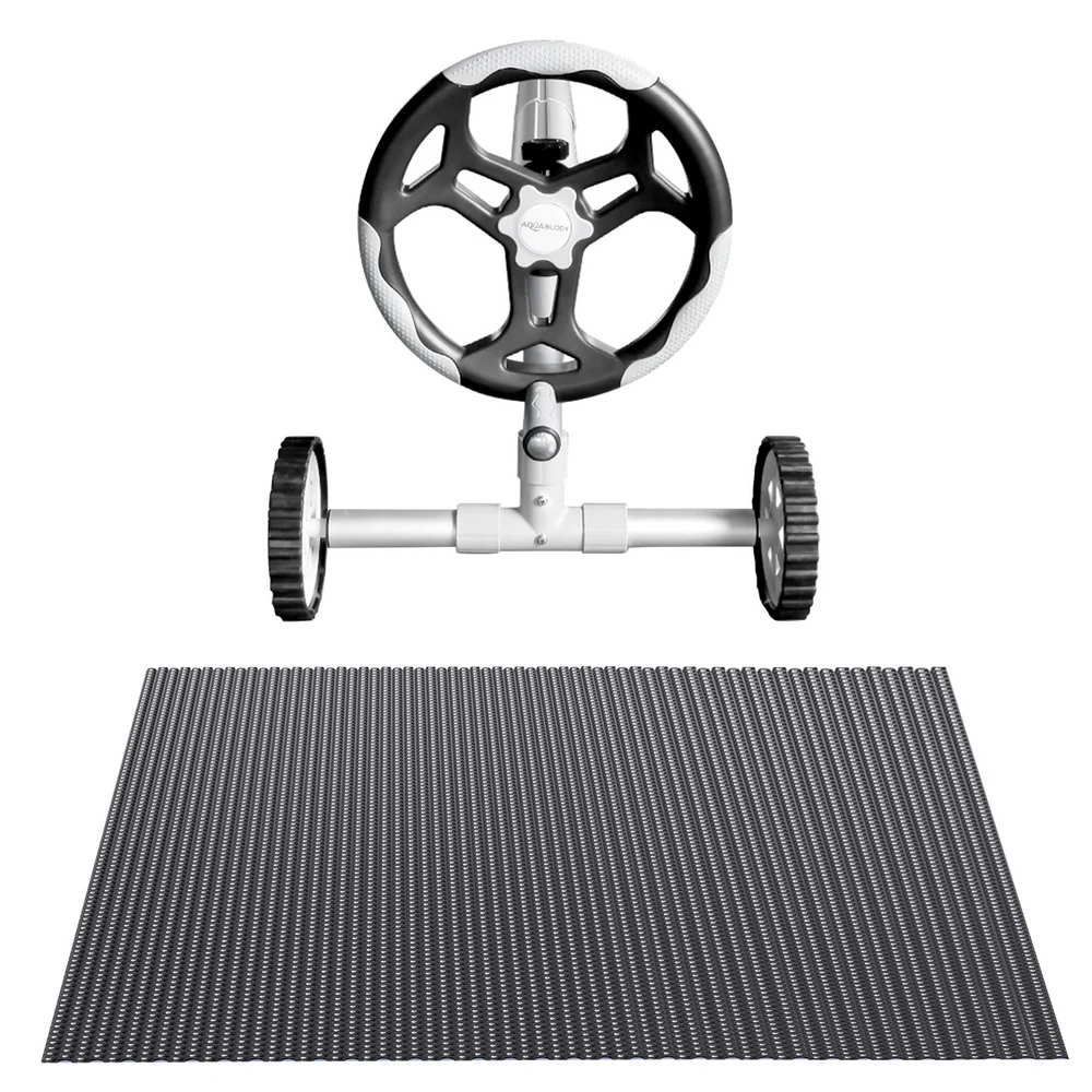 Aqua Buddy Pool Cover 600 Micron 8.5x4.2m w/ Roller 5.55m Swimming Pools Black Solar Blanket