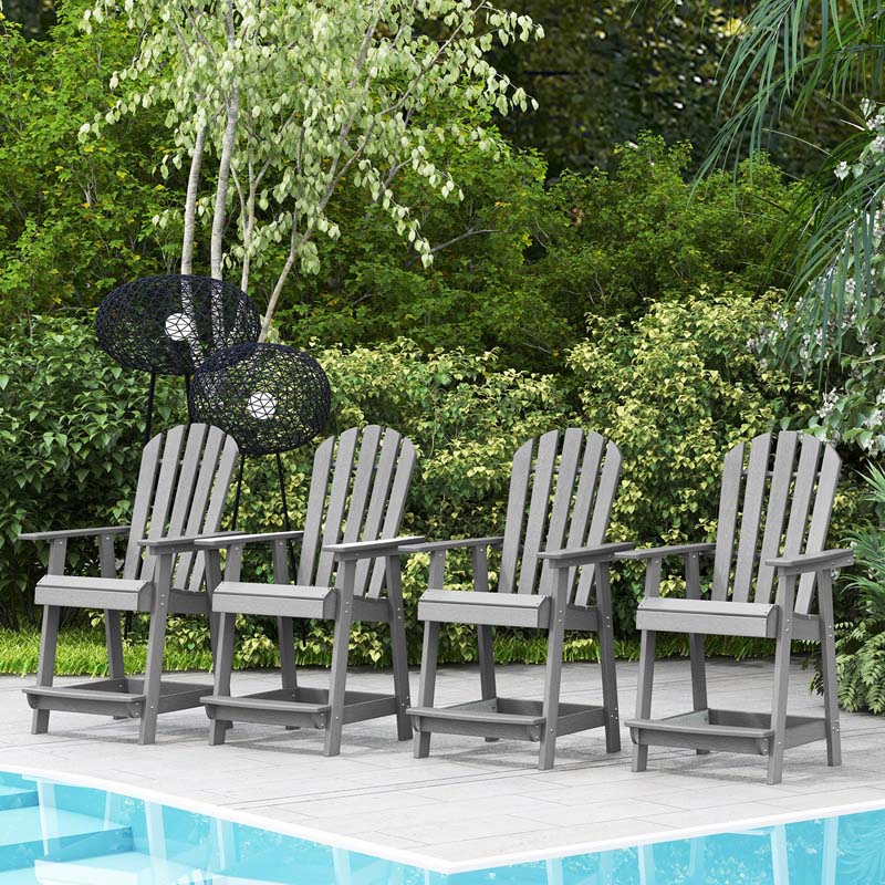 Outdoor HDPE Tall Adirondack Chair with Armrest & Footrest, Weather Resistant 47