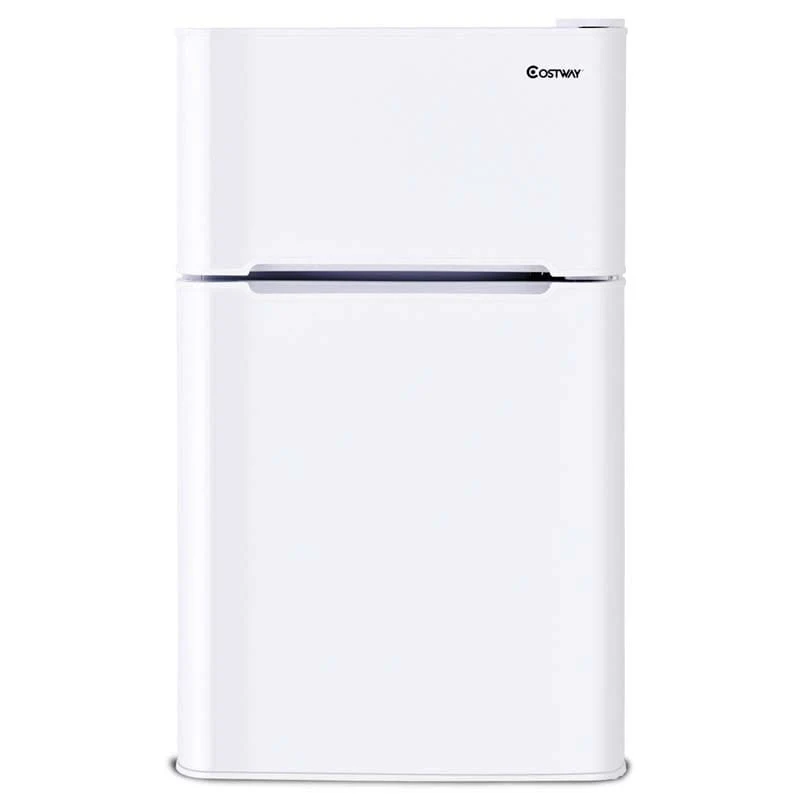 3.2 Cu.Ft 2-Door Compact Refrigerator Mini Freezer Cooler Fridge with Reversible Stainless Steel Door