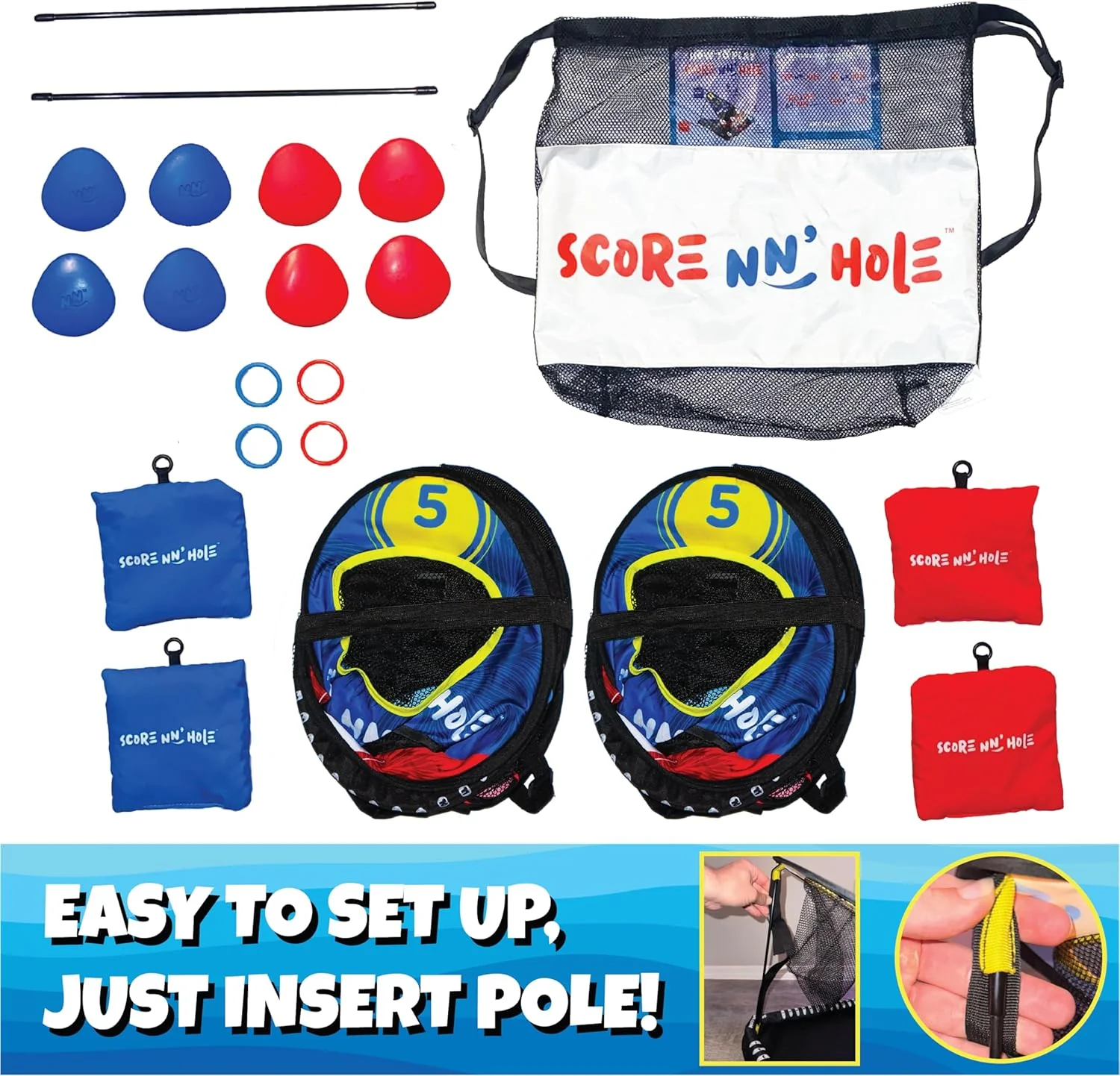 Fun Pool Game for Adults and Family | Stonne Skipping Meets Swimming Pool Cornhole Game Floating | Fun For All Ages, Easy Setup, Well Made | Portable Water and Lake Toy |