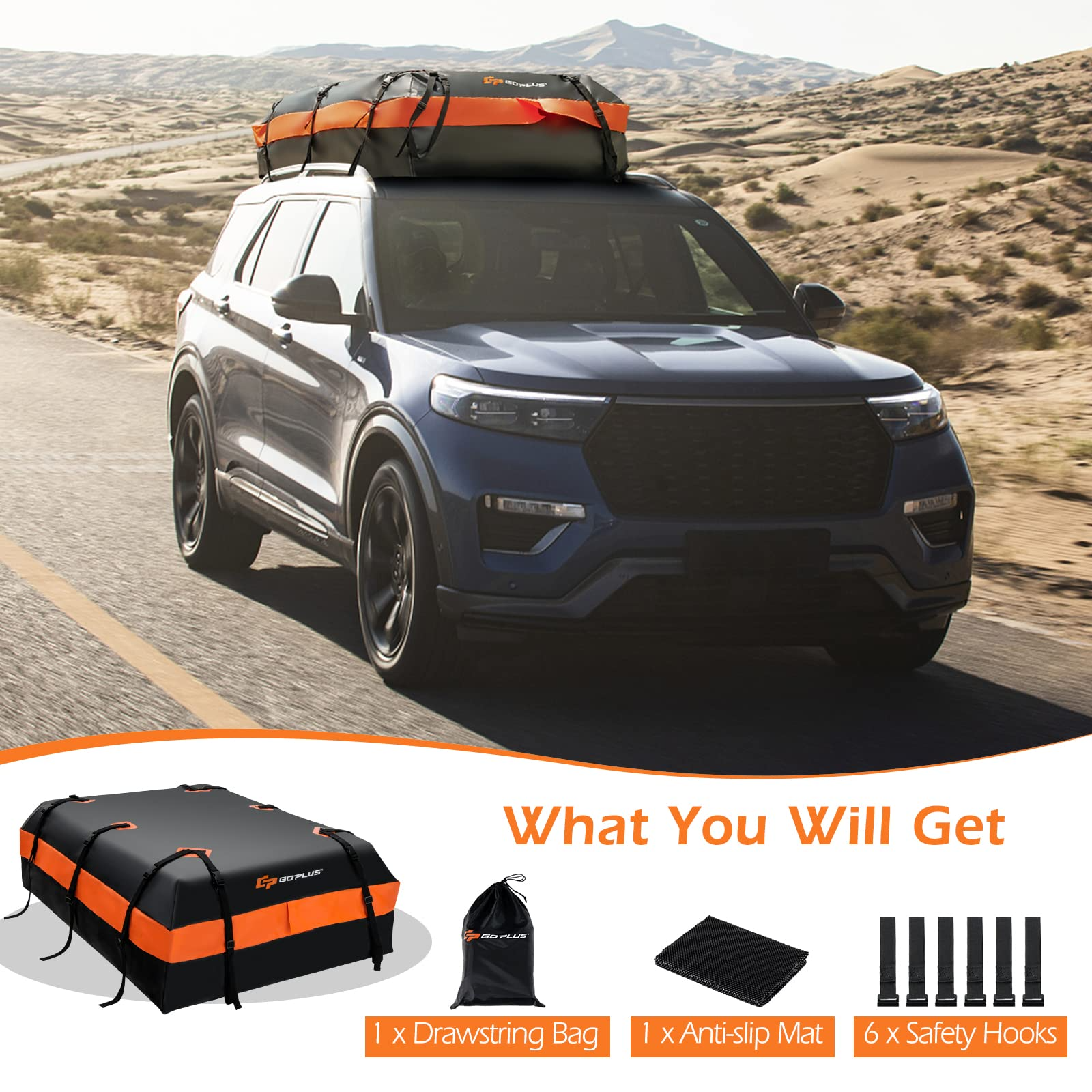 Car Rooftop Cargo Carrier Bag, 21 Cubic 100% Waterproof Soft Car Roof Bag for All Vehicles with/Without Rack