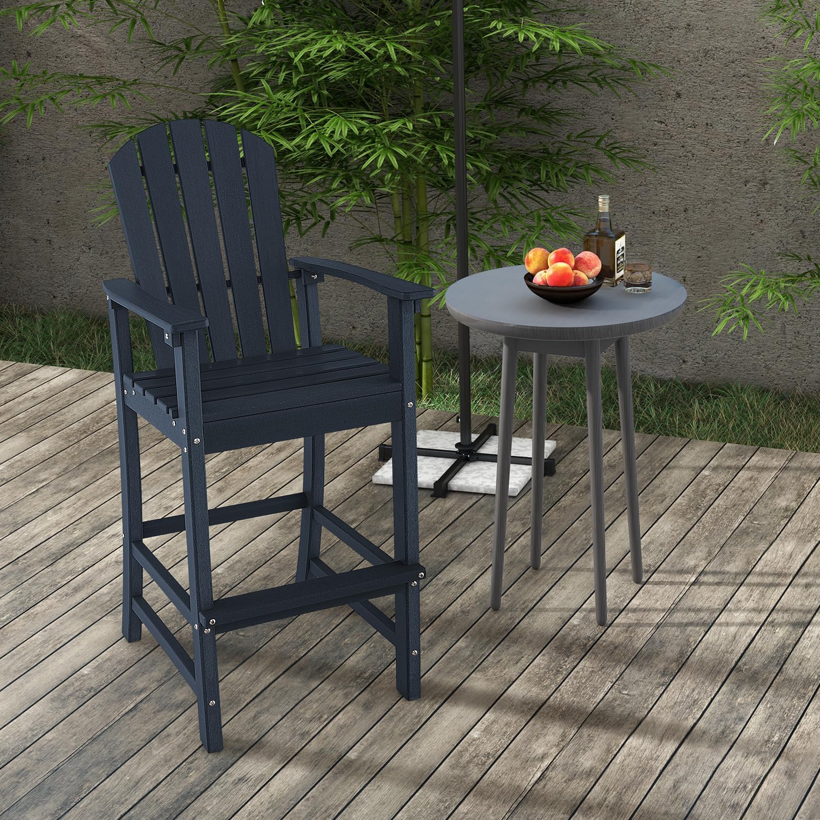 Outdoor HDPE Tall Adirondack Chairs with Armrests & Footrest, 30